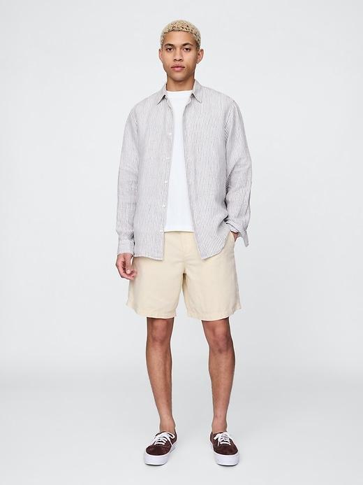 8" Linen-Cotton Shorts Product Image