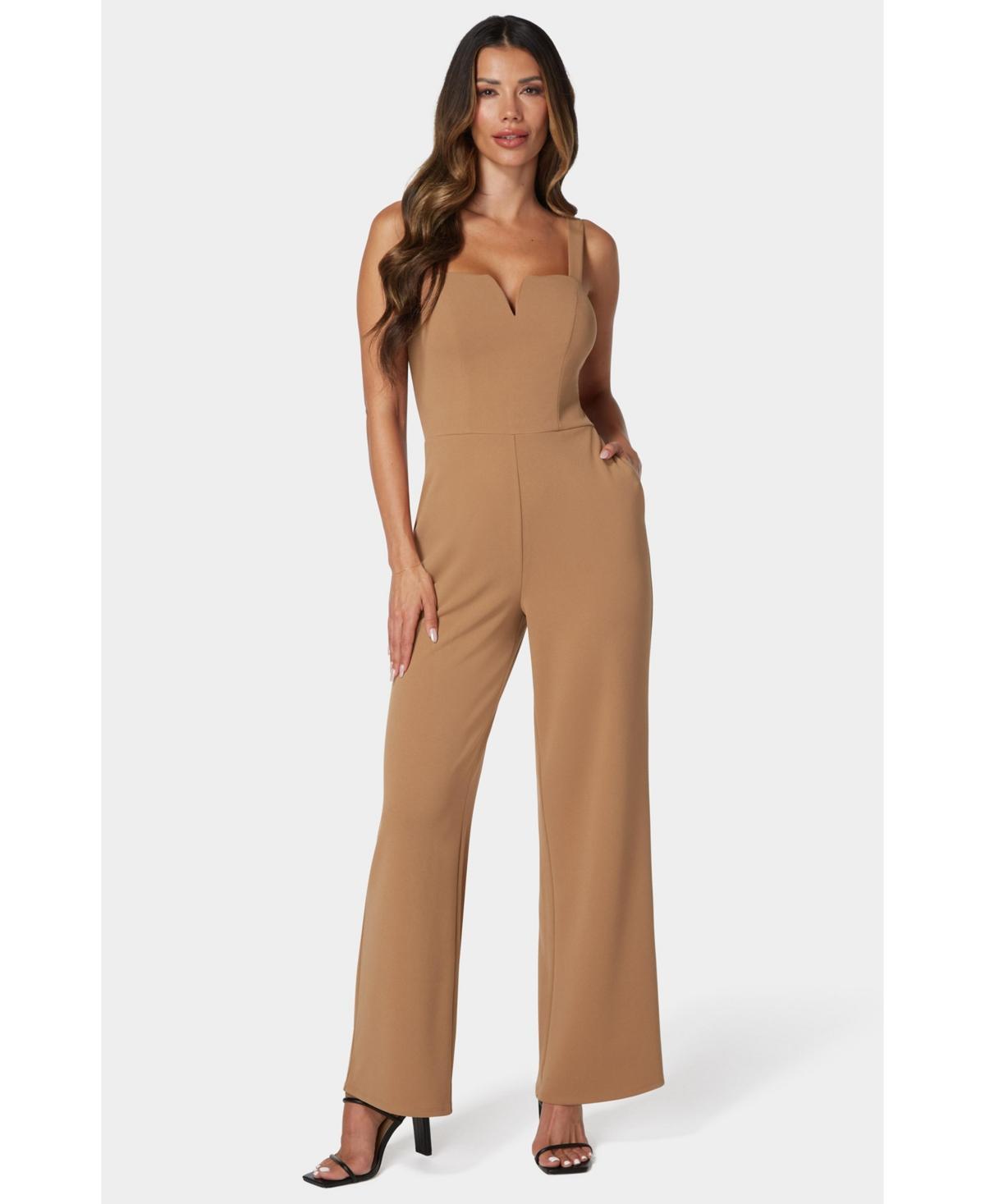 Bebe Womens Scuba Crepe Jumpsuit With Strap Product Image