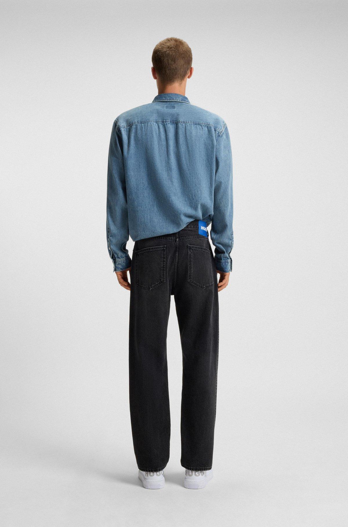 HUGO - Regular-fit jeans in black washed denim - Dark Grey Product Image