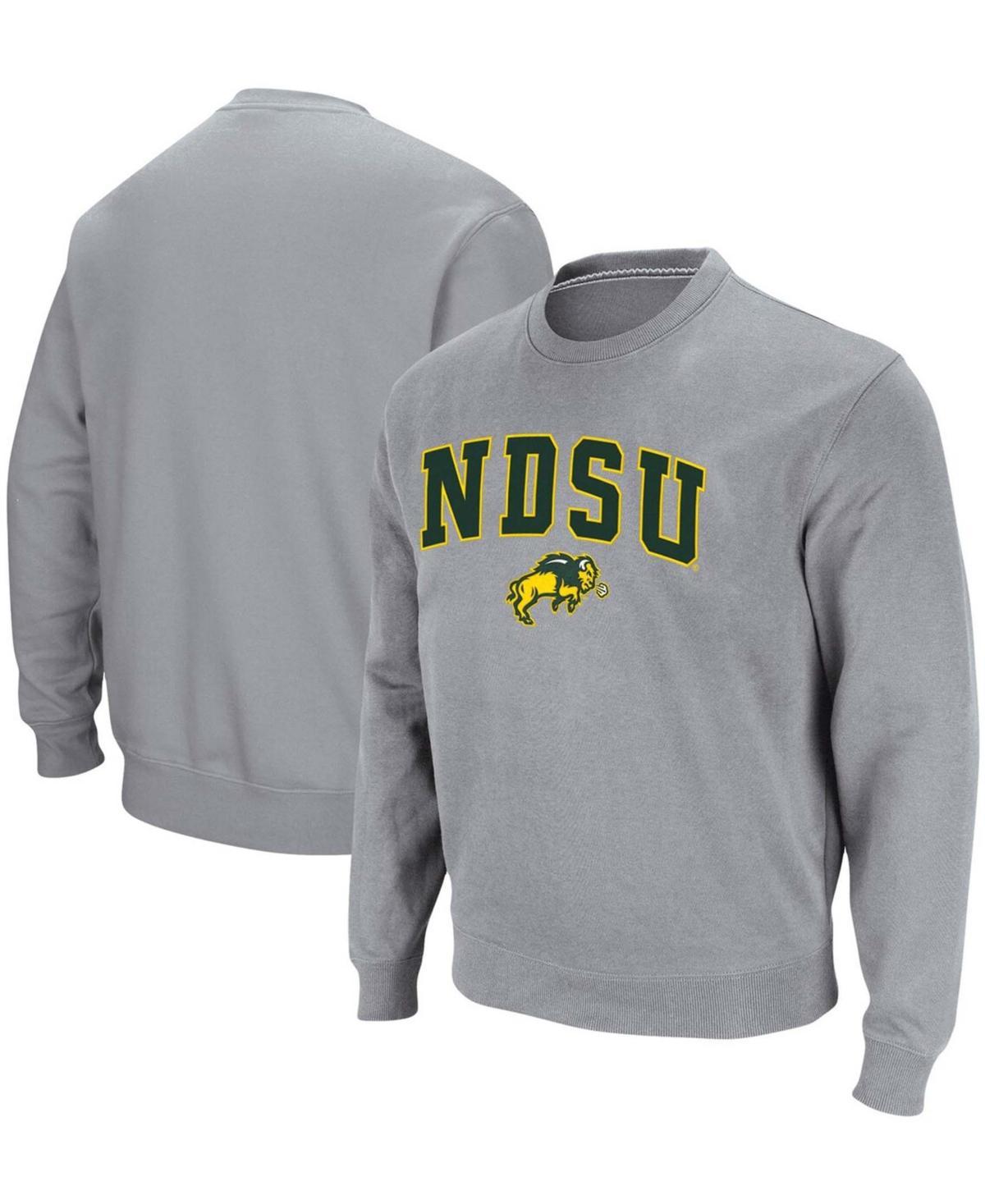 Mens Colosseum Heathered Gray NDSU Bison Arch & Logo Tackle Twill Pullover Sweatshirt Product Image