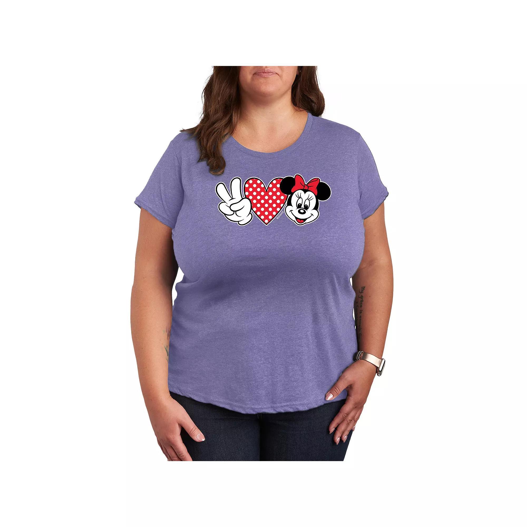 Disney's Minnie Mouse Plus Peace Love Graphic Tee, Women's,  Product Image
