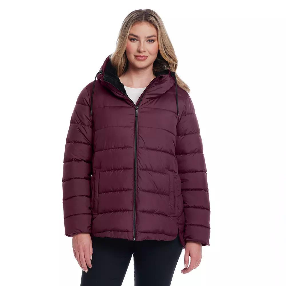 Women's Weathercast Hooded Puffer Coat with Cozy Pile, Size: Small, Merlot Product Image