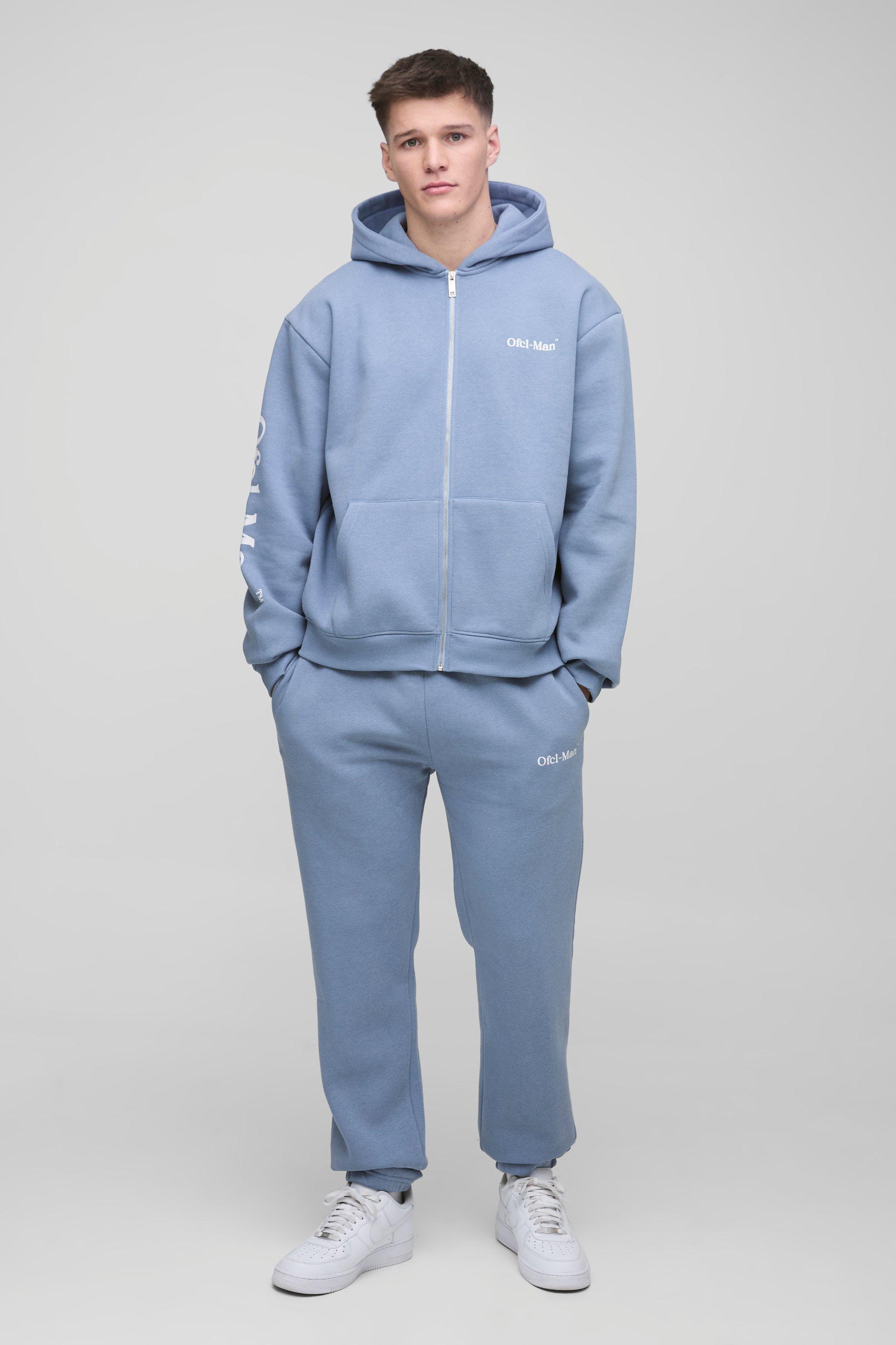 Tall Oversized Boxy Ofcl Man Zip Hooded Tracksuit | boohooMAN USA Product Image