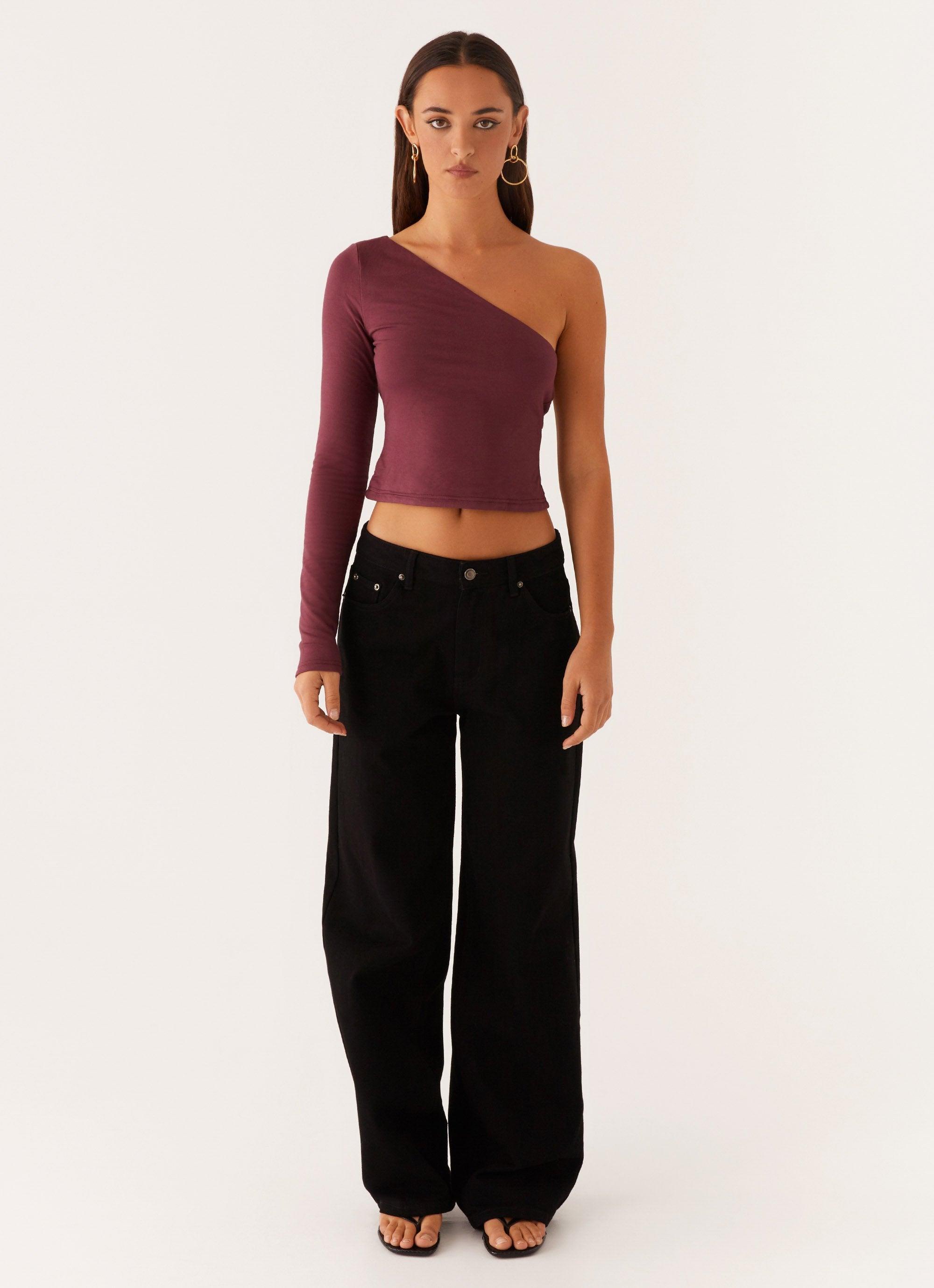 Hawkins Open Back One Shoulder Top - Mulberry Product Image