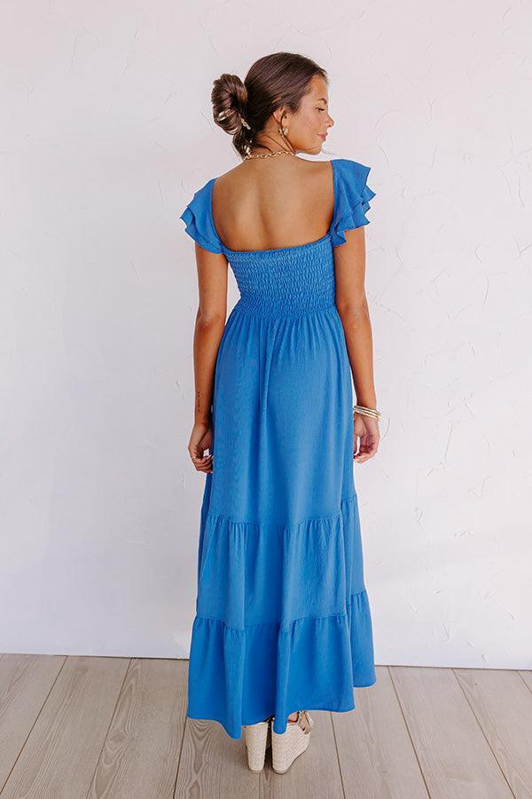 Seaside Chic Smocked Maxi In Ocean Blue Product Image