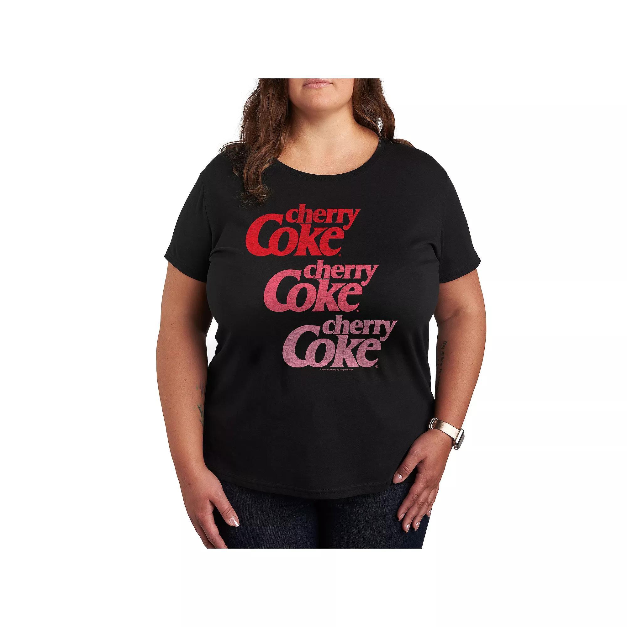 Plus Cherry Coke Ombre Logo Repeated Graphic Tee, Women's,  Product Image