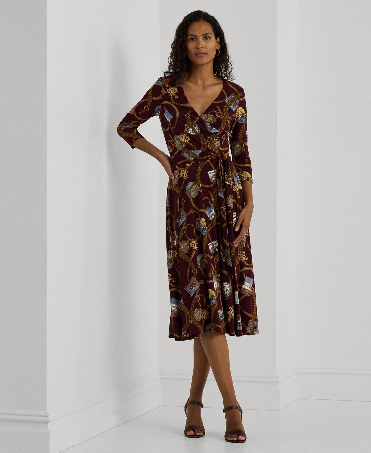 Lauren Ralph Lauren Womens Belting-Print Surplice Jersey Dress Product Image