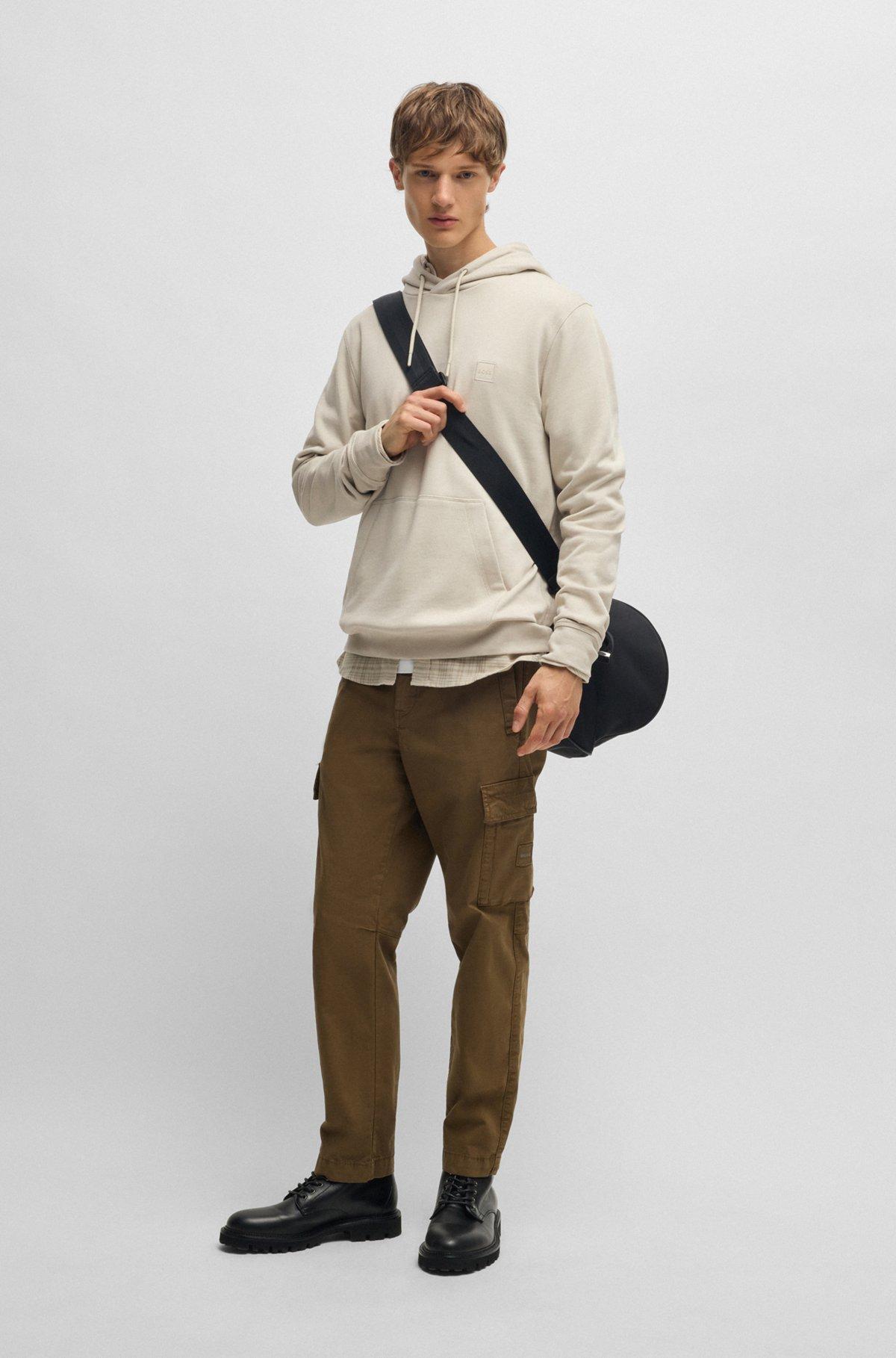 Cotton-terry hoodie with logo patch Product Image