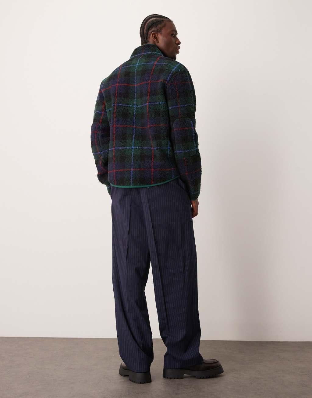 ASOS DESIGN smart wide leg pants in navy pinstripe Product Image