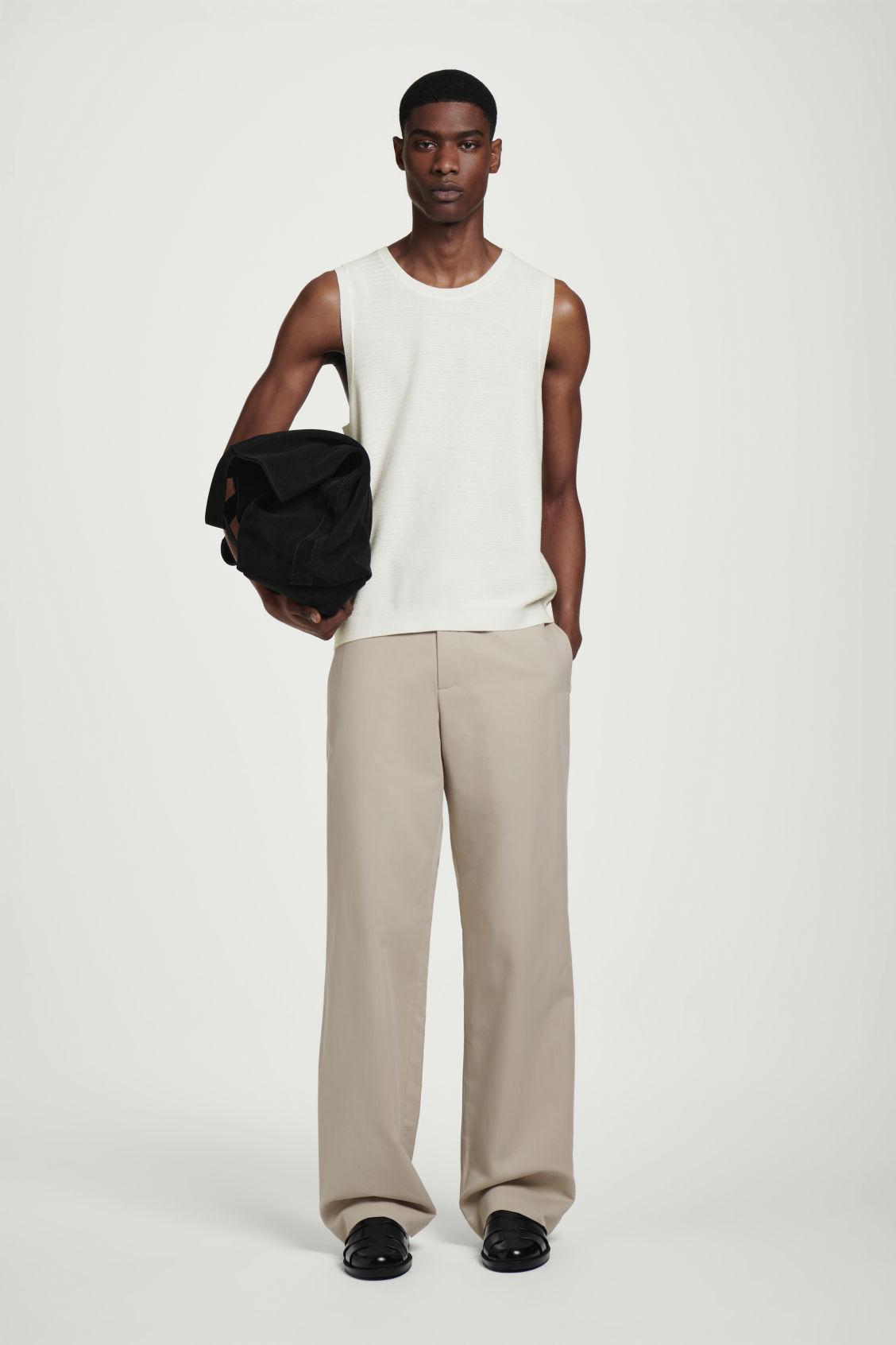 TEXTURED KNITTED COTTON TANK TOP Product Image