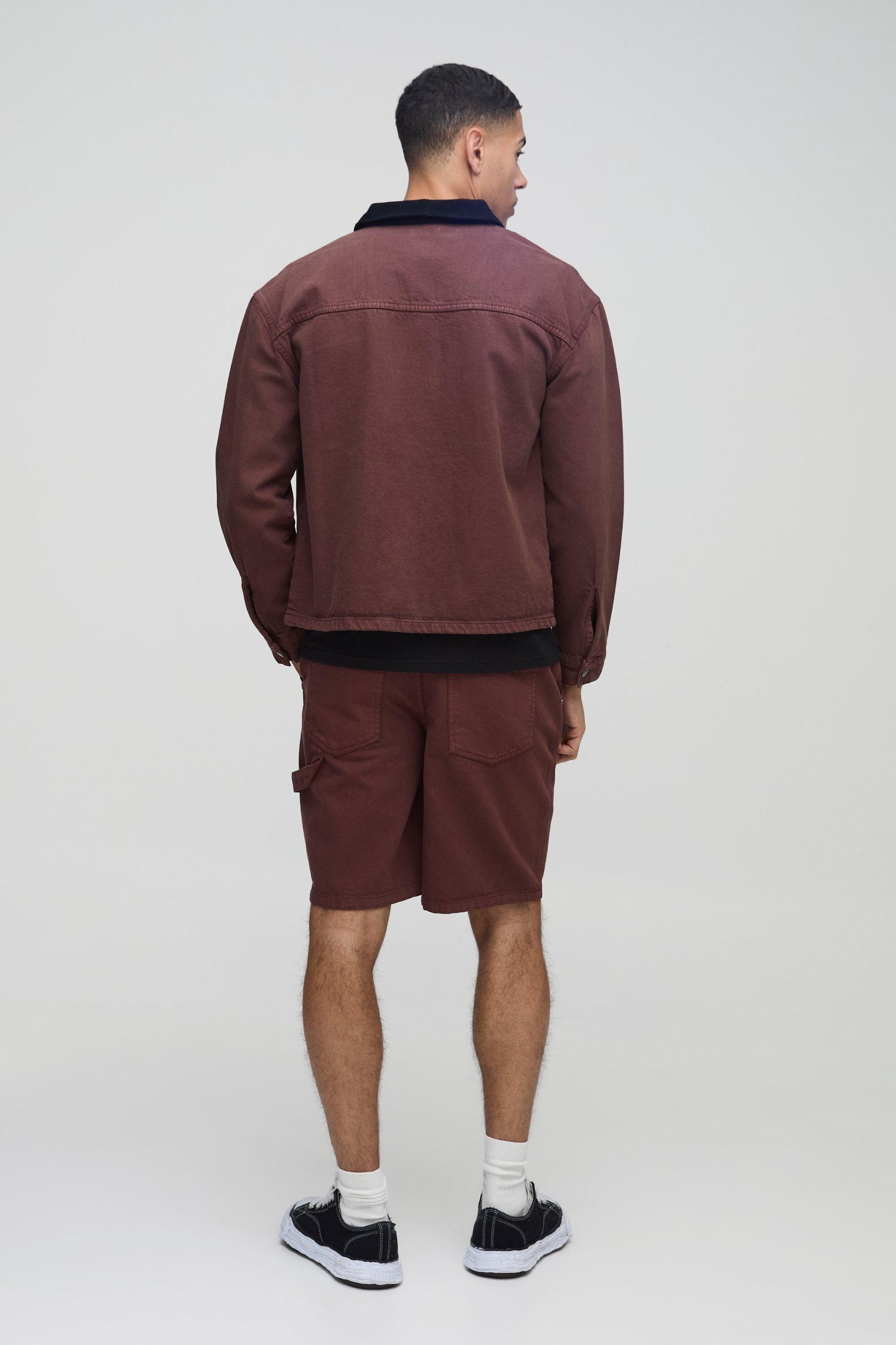 Relaxed Fit Twill Worker Short | boohooMAN USA Product Image
