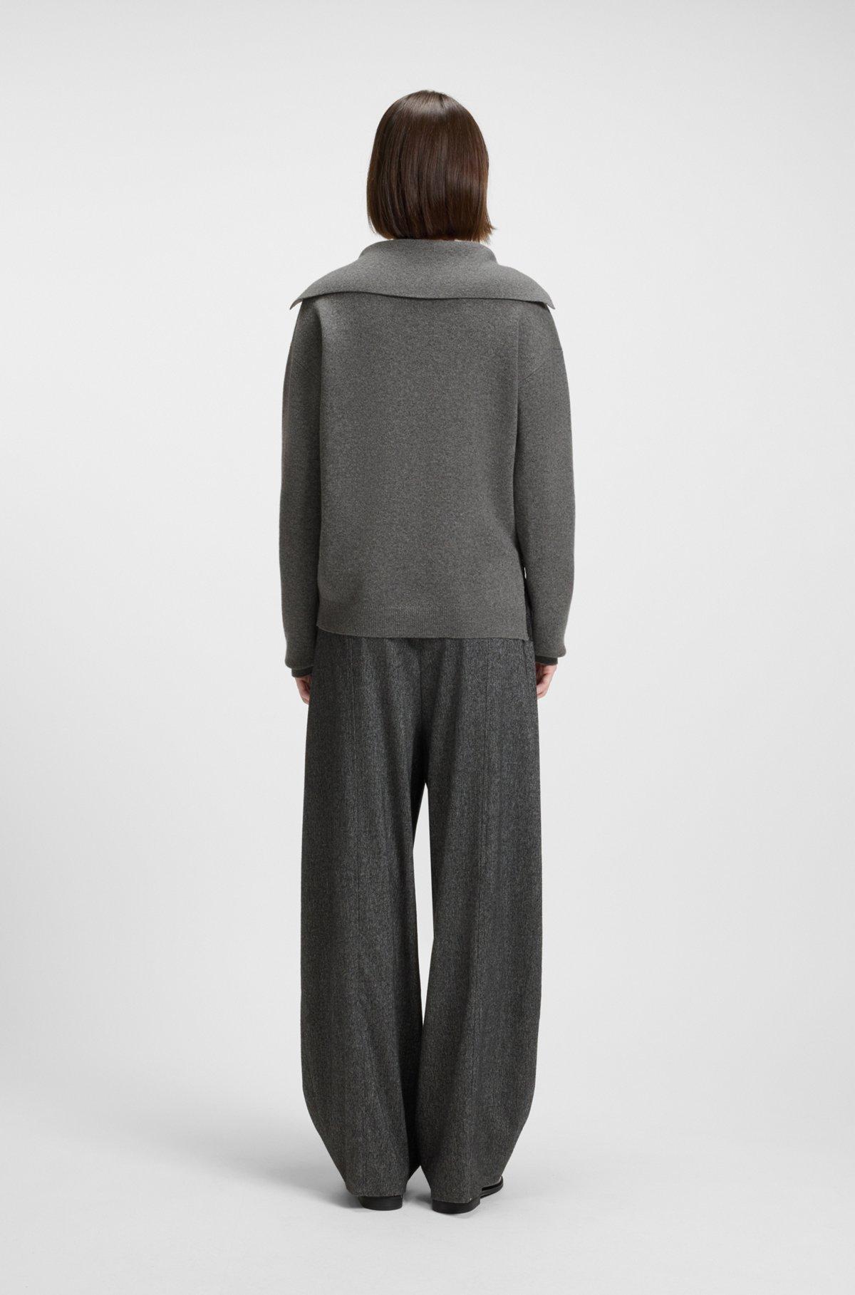 Collared sweater in wool and cashmere with lace inserts Product Image