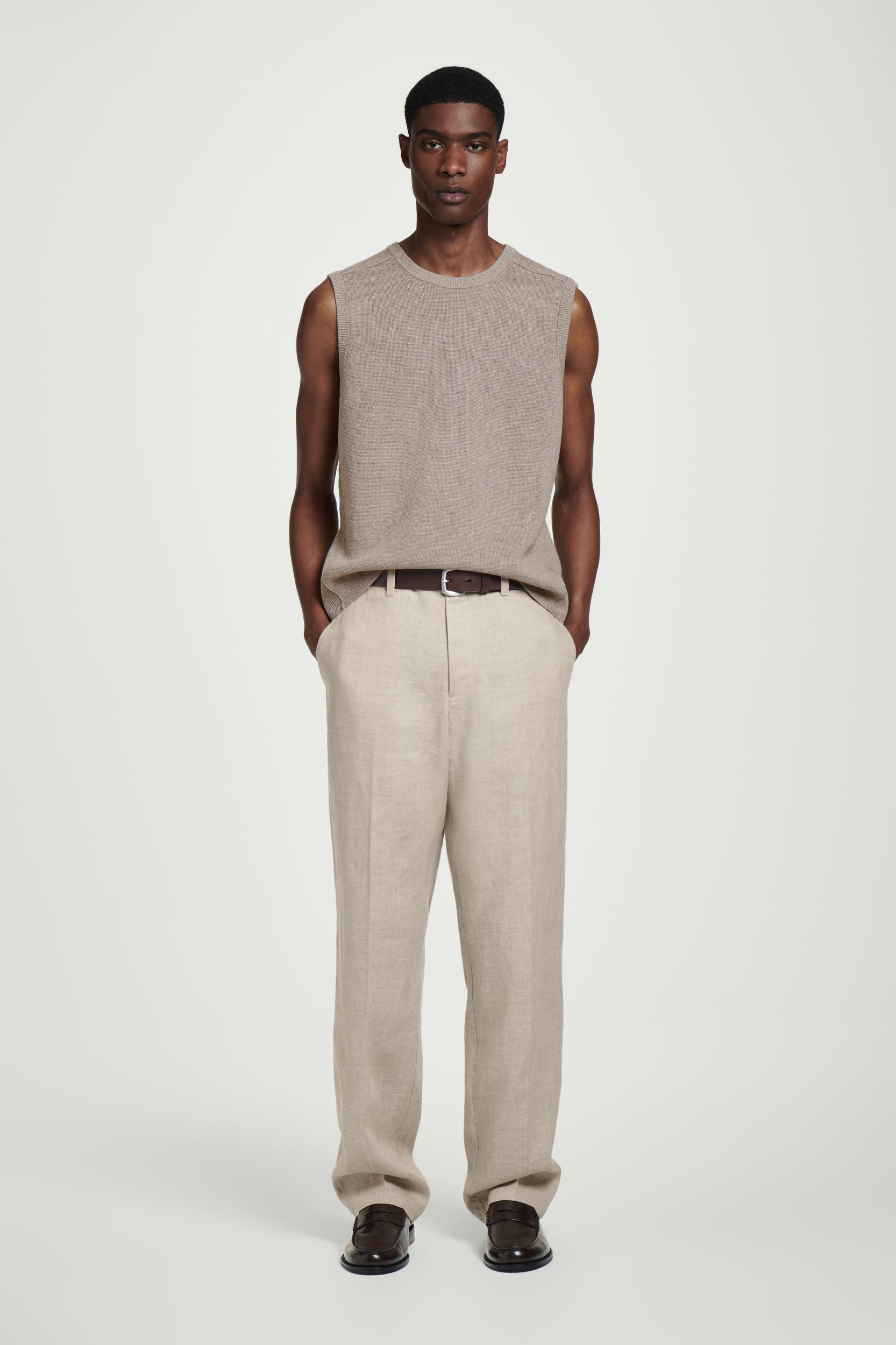RELAXED LINEN TAPERED PANTS Product Image