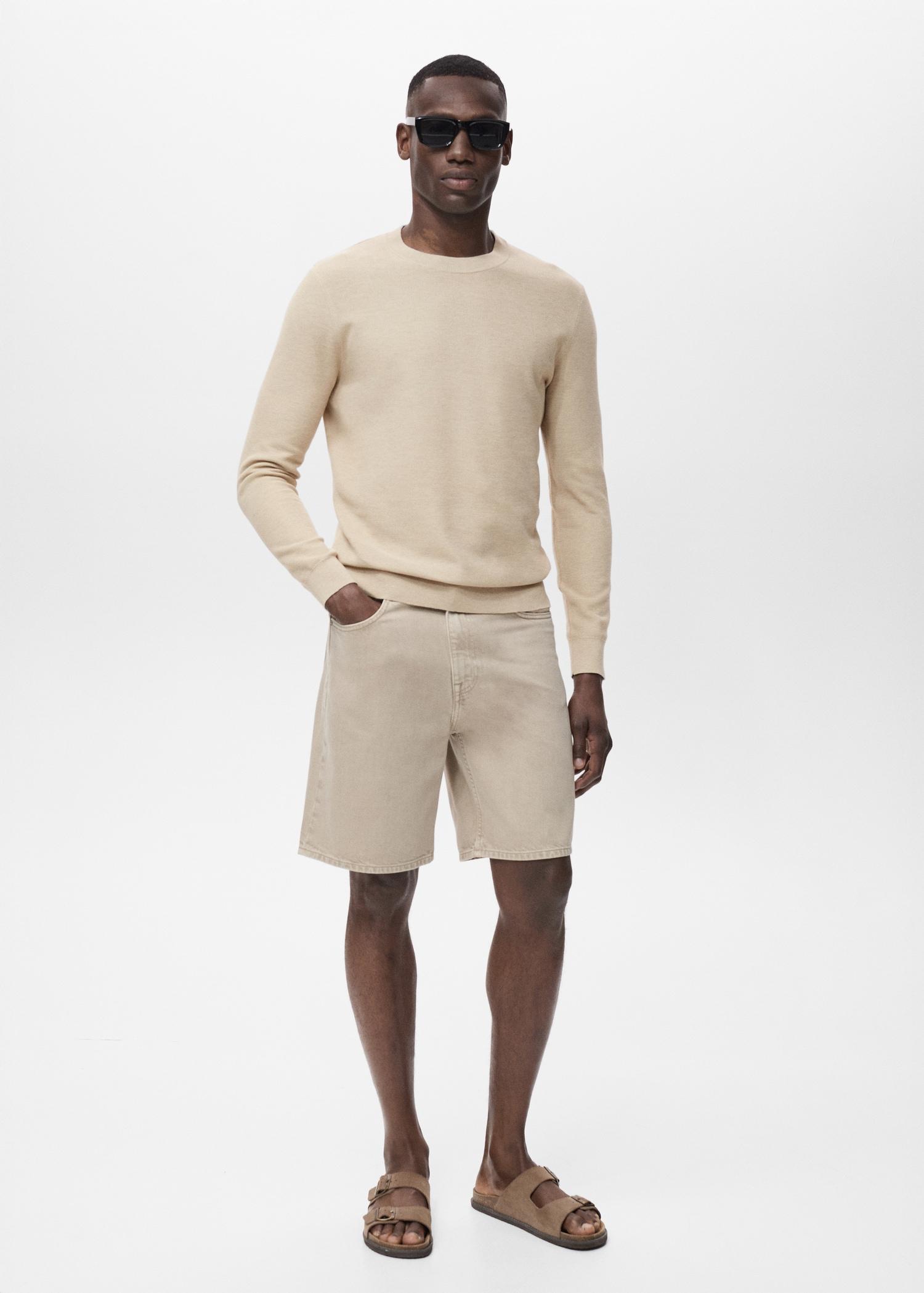 Microstructured cotton knitted sweater - Men | MANGO USA Product Image