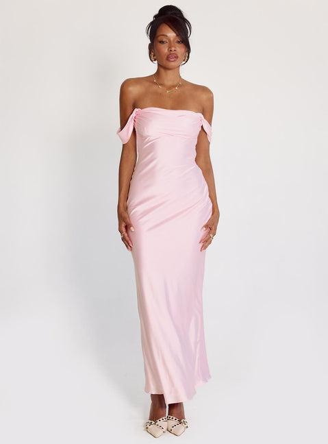 Azura Off The Shoulder Maxi Dress Pink Product Image