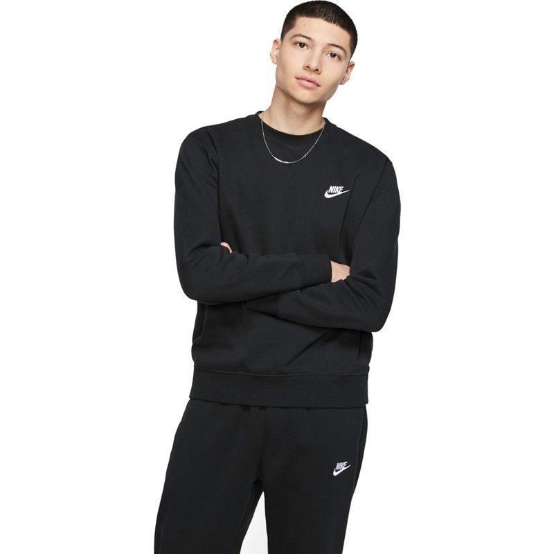 Men's Nike Club Fleece Crew, Size: Large, White Black Product Image