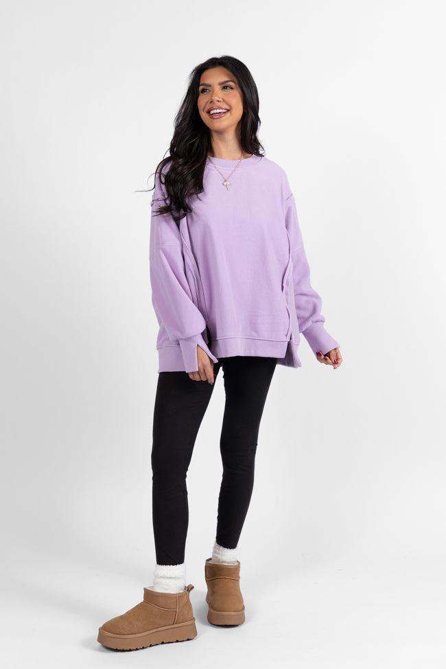 Scouted Out Purple Oversized Fleece Sweatshirt FINAL SALE Product Image