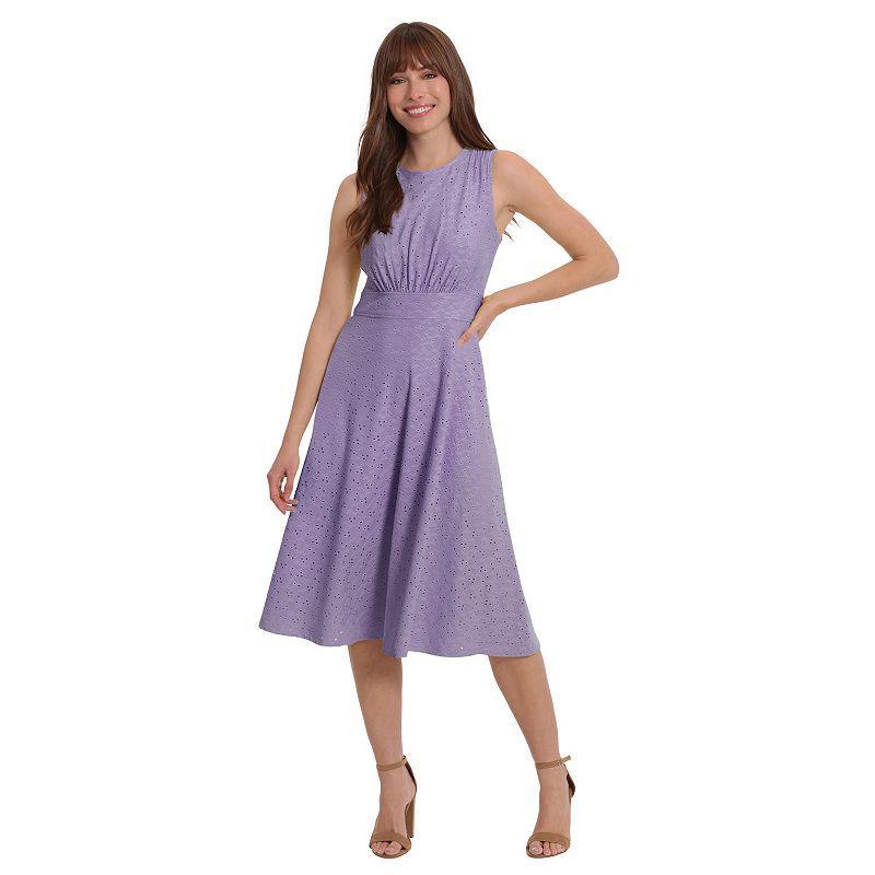 Womens London Times Eyelet Inset Midi Dress Product Image