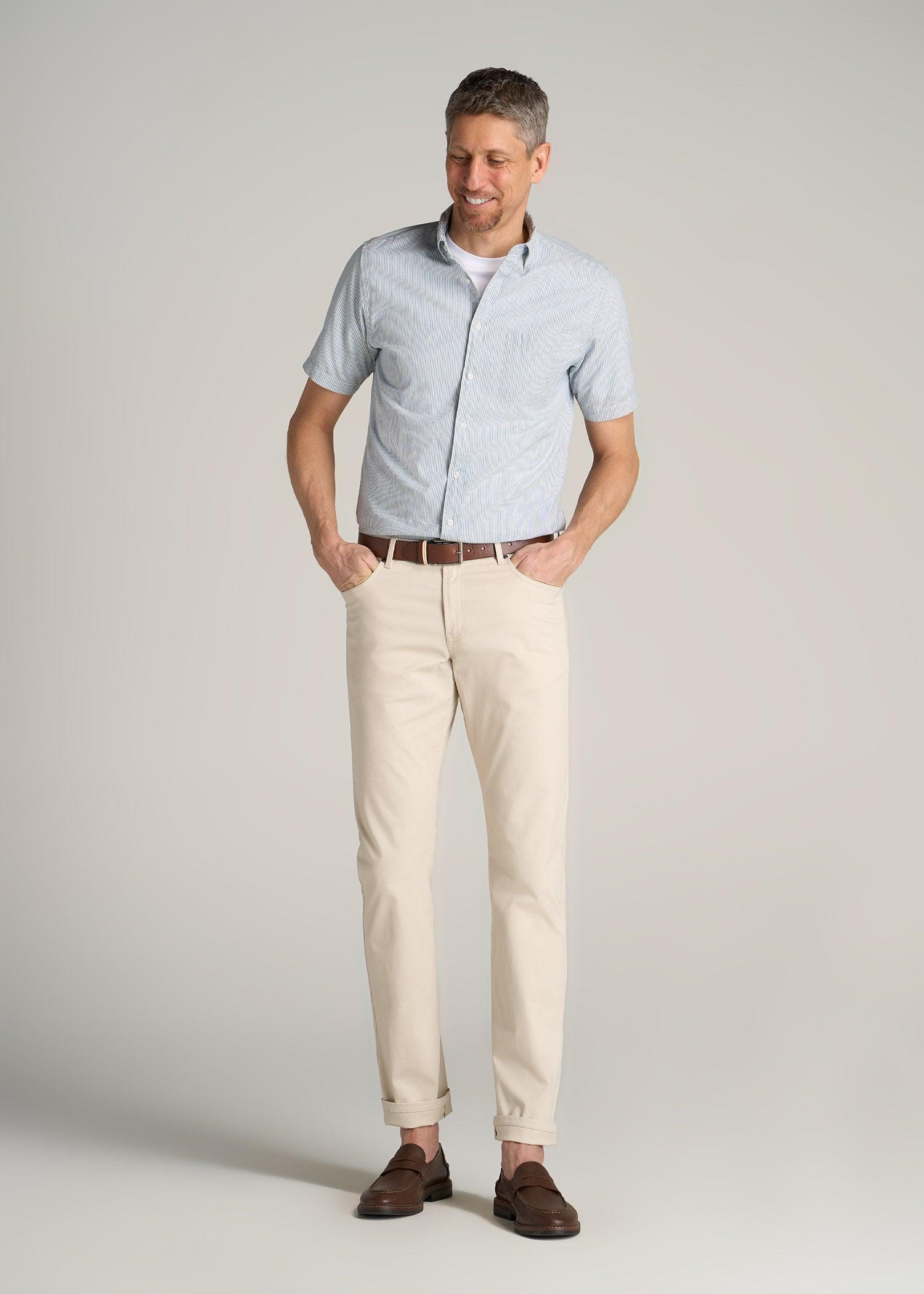 Carman TAPERED Fit Five Pocket Pants for Tall Men in Pebble Grey Male Product Image