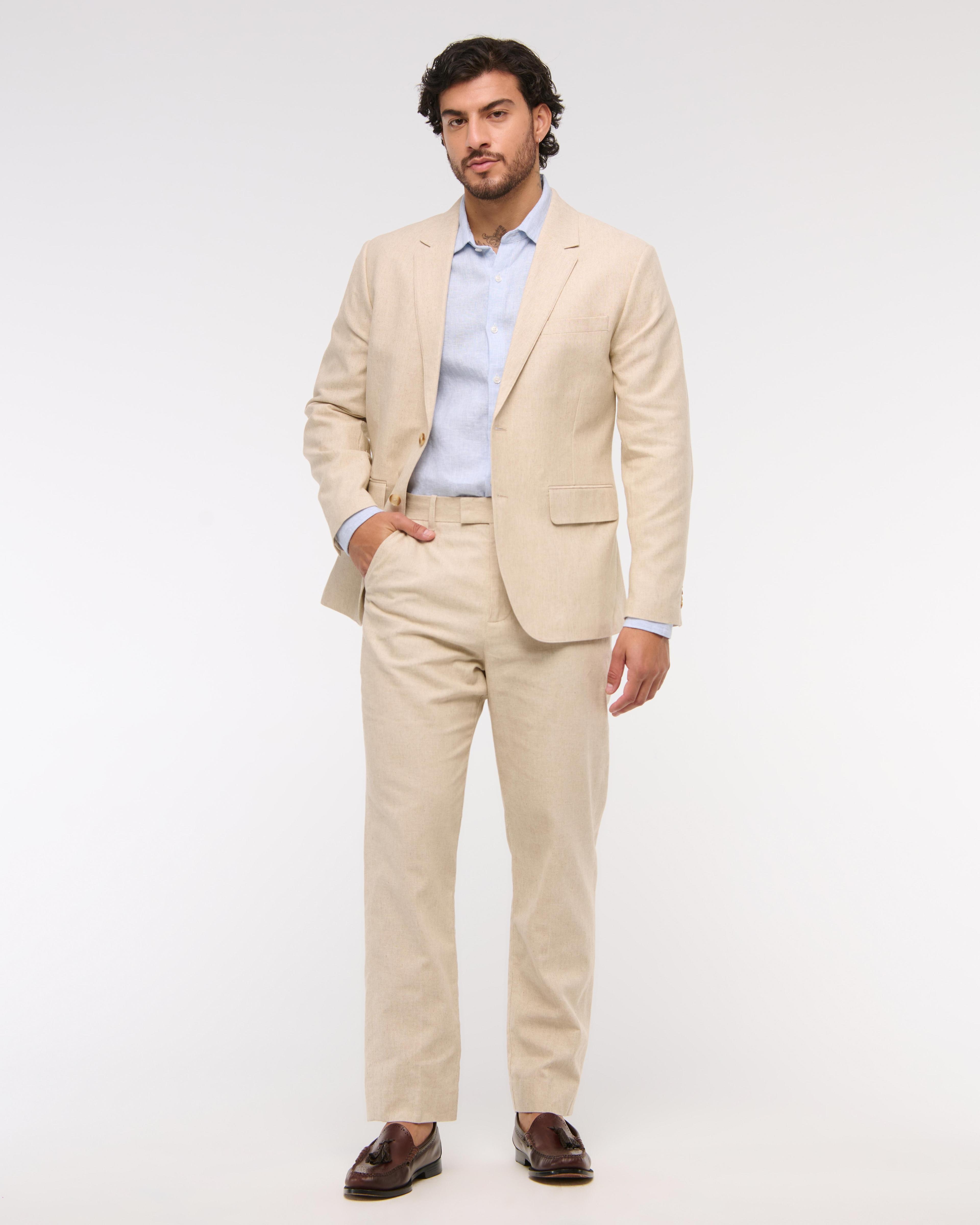 The A&F Collins Athletic Fit Linen-Blend Suit Pant Product Image