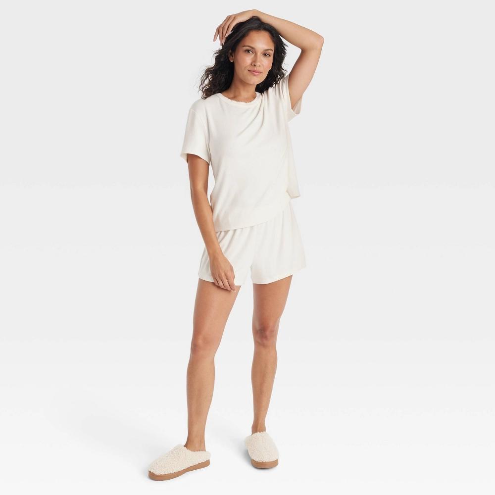 Women's Pointelle Short Sleeve Top and Shorts Pajama Set - Auden™ Product Image