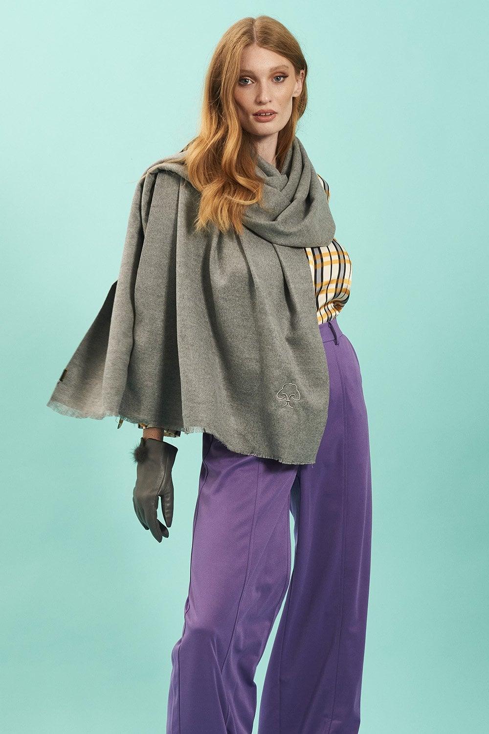 Cashmere Blend Wrap- Grey Product Image
