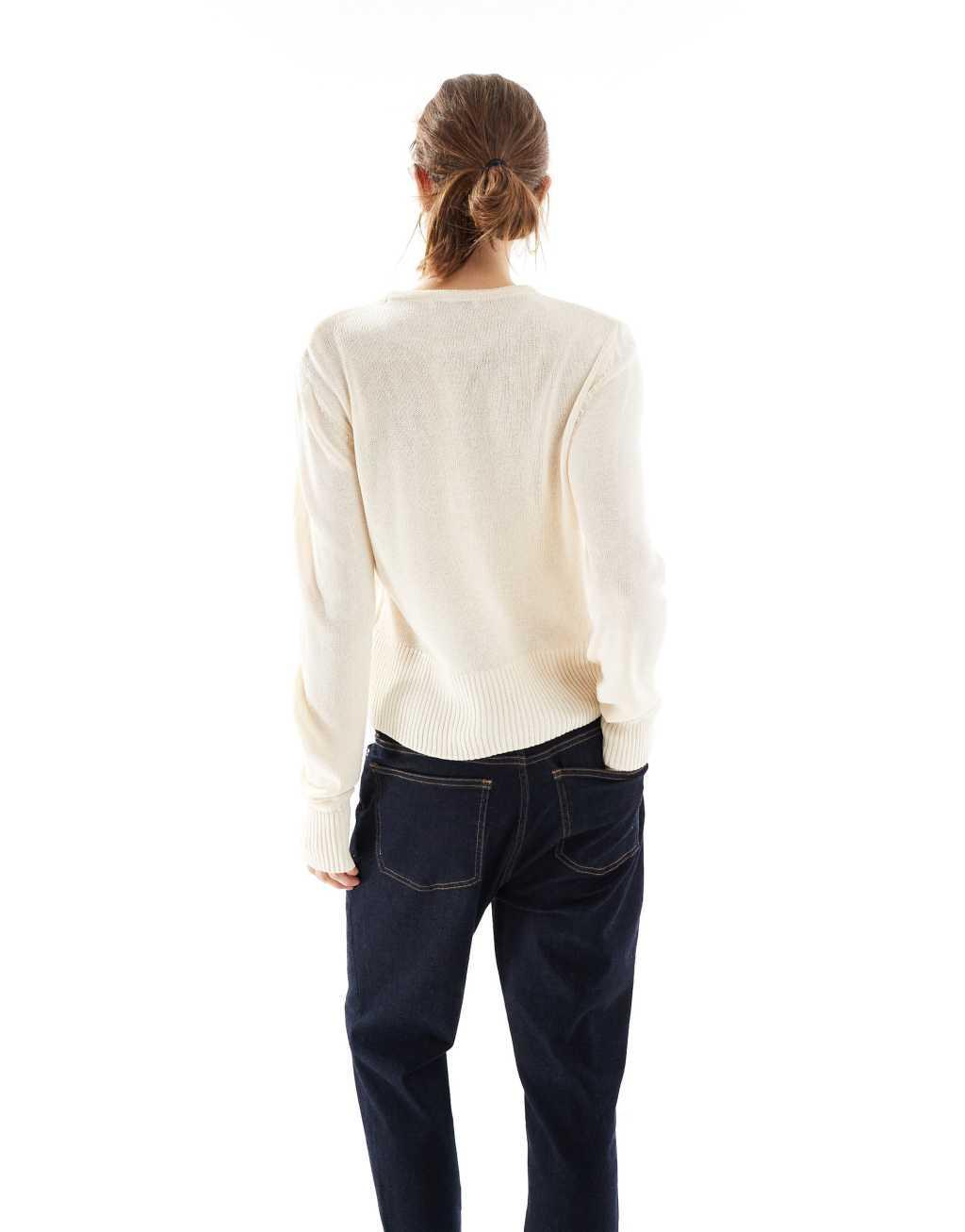 Mango knit wrap top in white Product Image