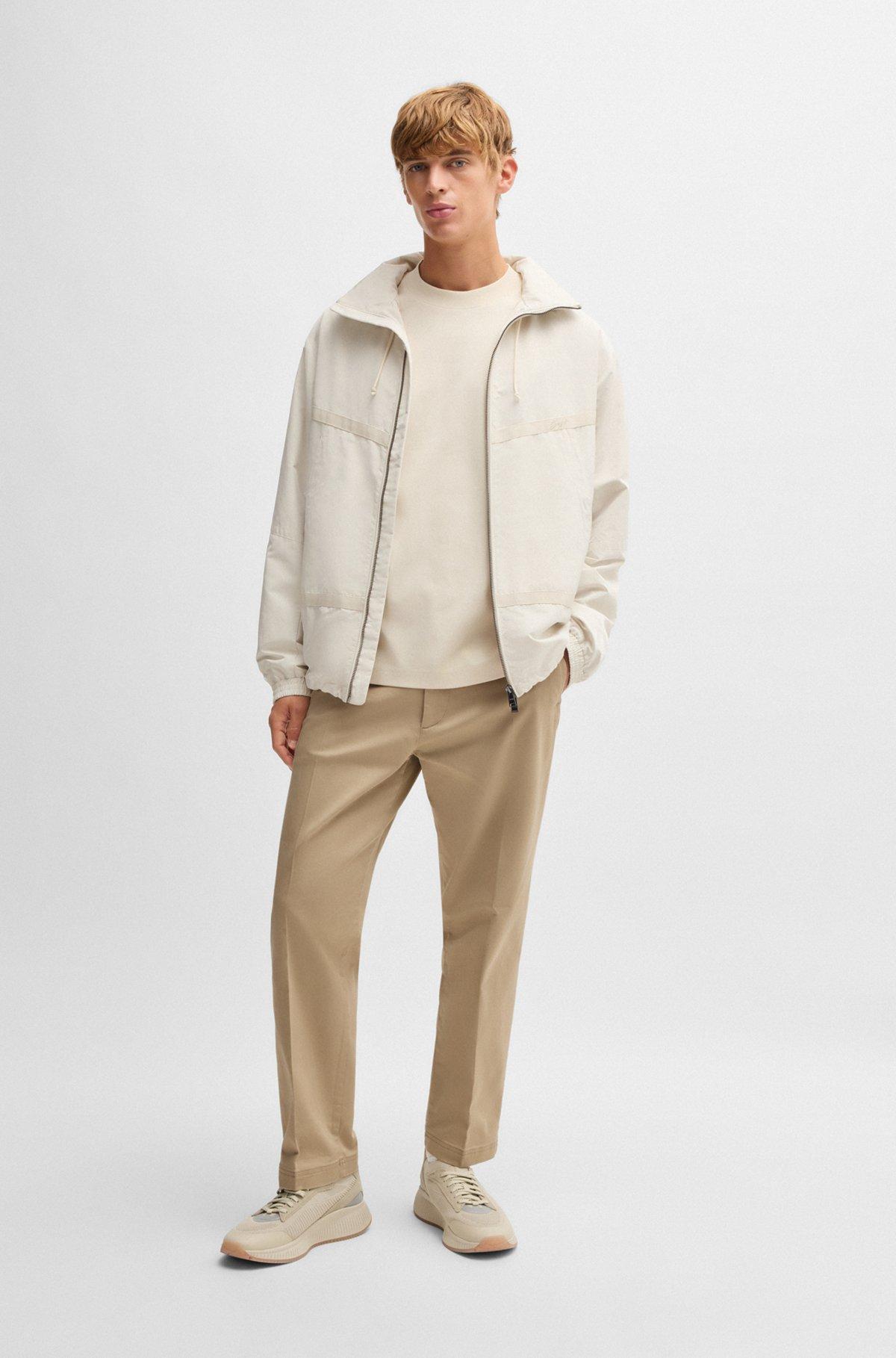 BOSS - Straight-fit trousers in stretch-cotton dobby - Light Beige Product Image