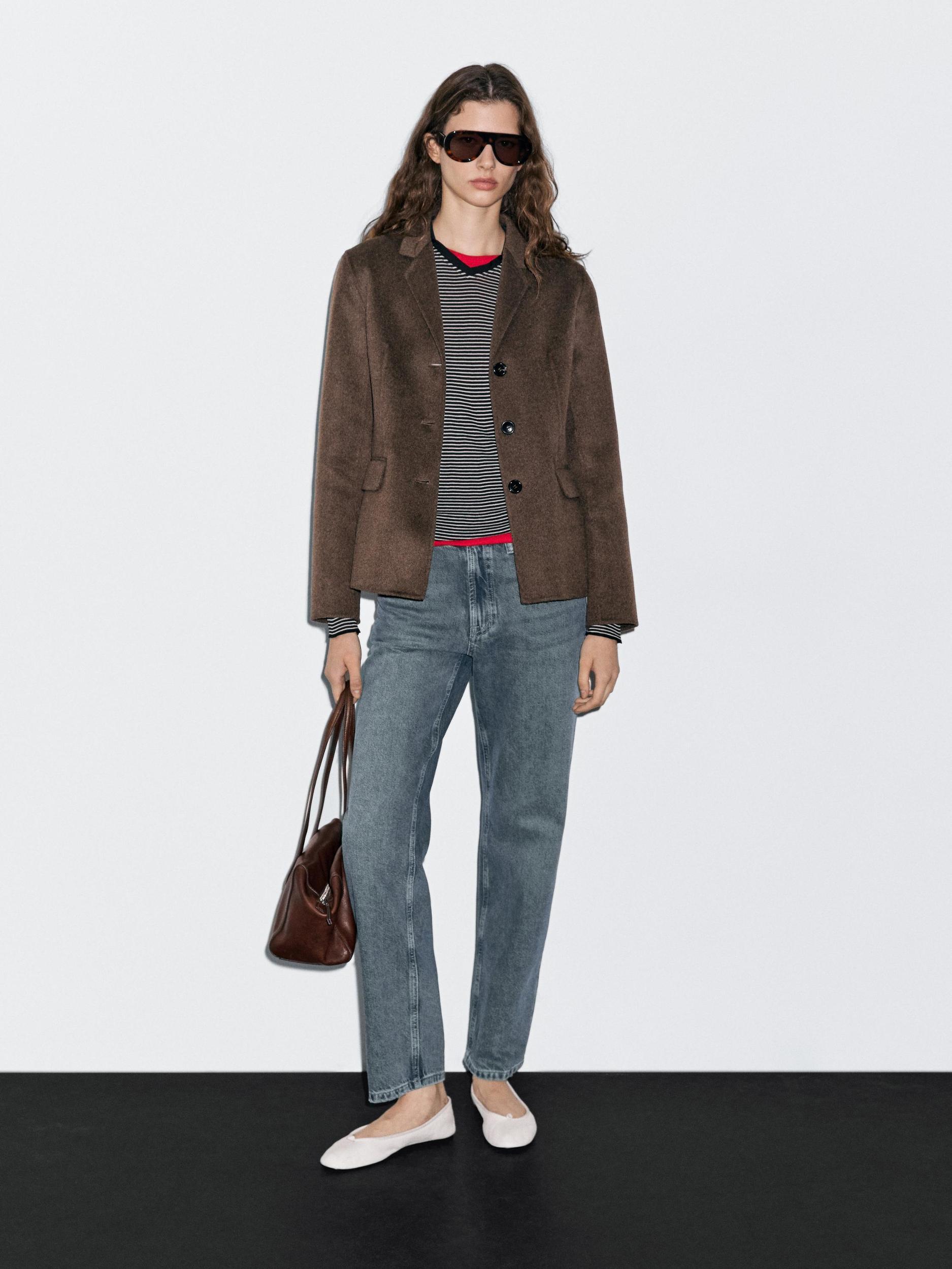 Wool blend blazer with tailored collar Product Image