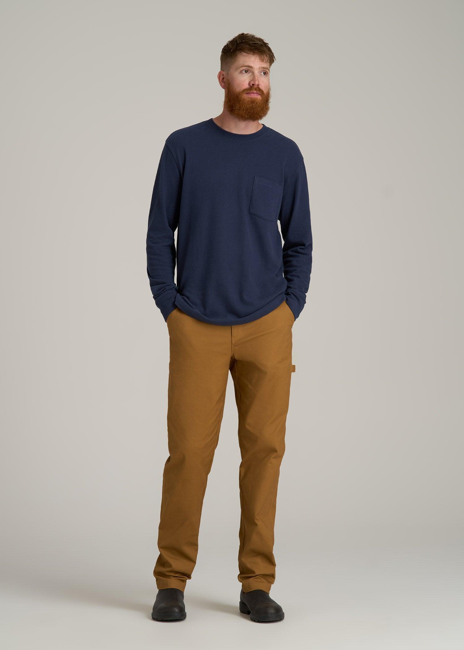 LJ&S Long Sleeve Workwear Pocket Tee for Tall Men in Midnight Navy Male Product Image