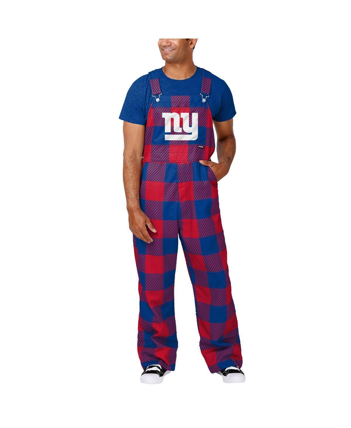 Mens FOCO Royal New York Giants Big Logo Plaid Overalls Product Image