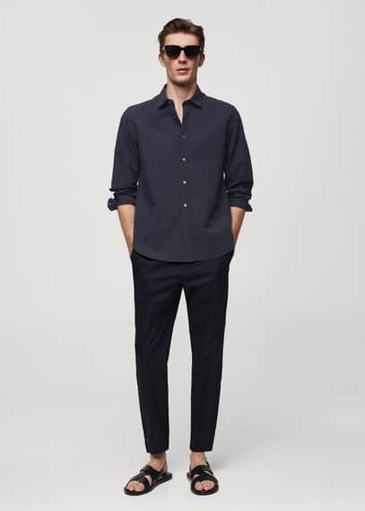 Mango Mens 100% Seersucker Cotton Shirt Product Image