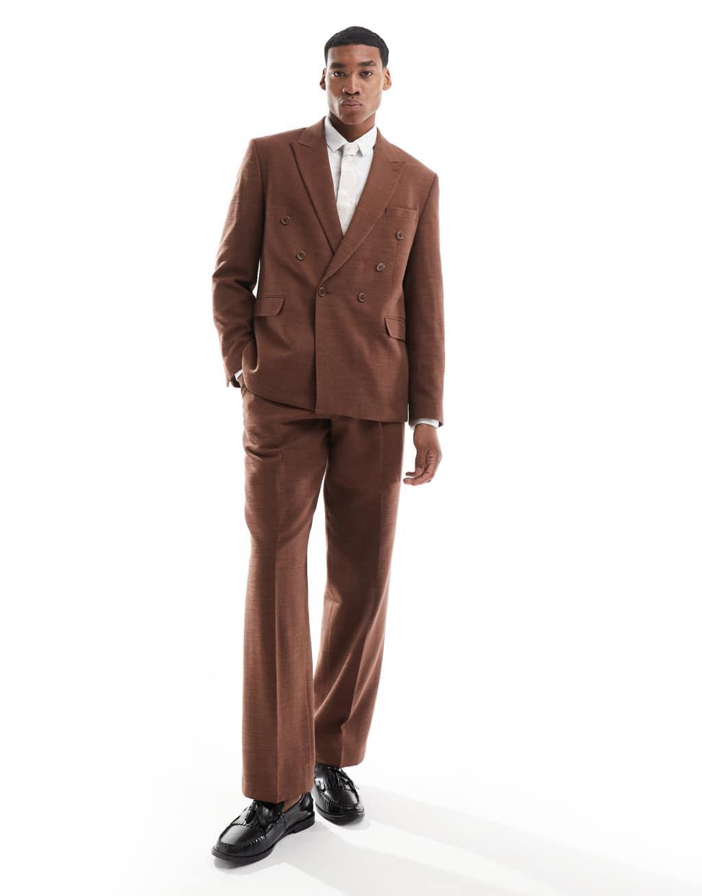 Viggo lisandro double breasted suit jacket in dark brown - part of a set Product Image