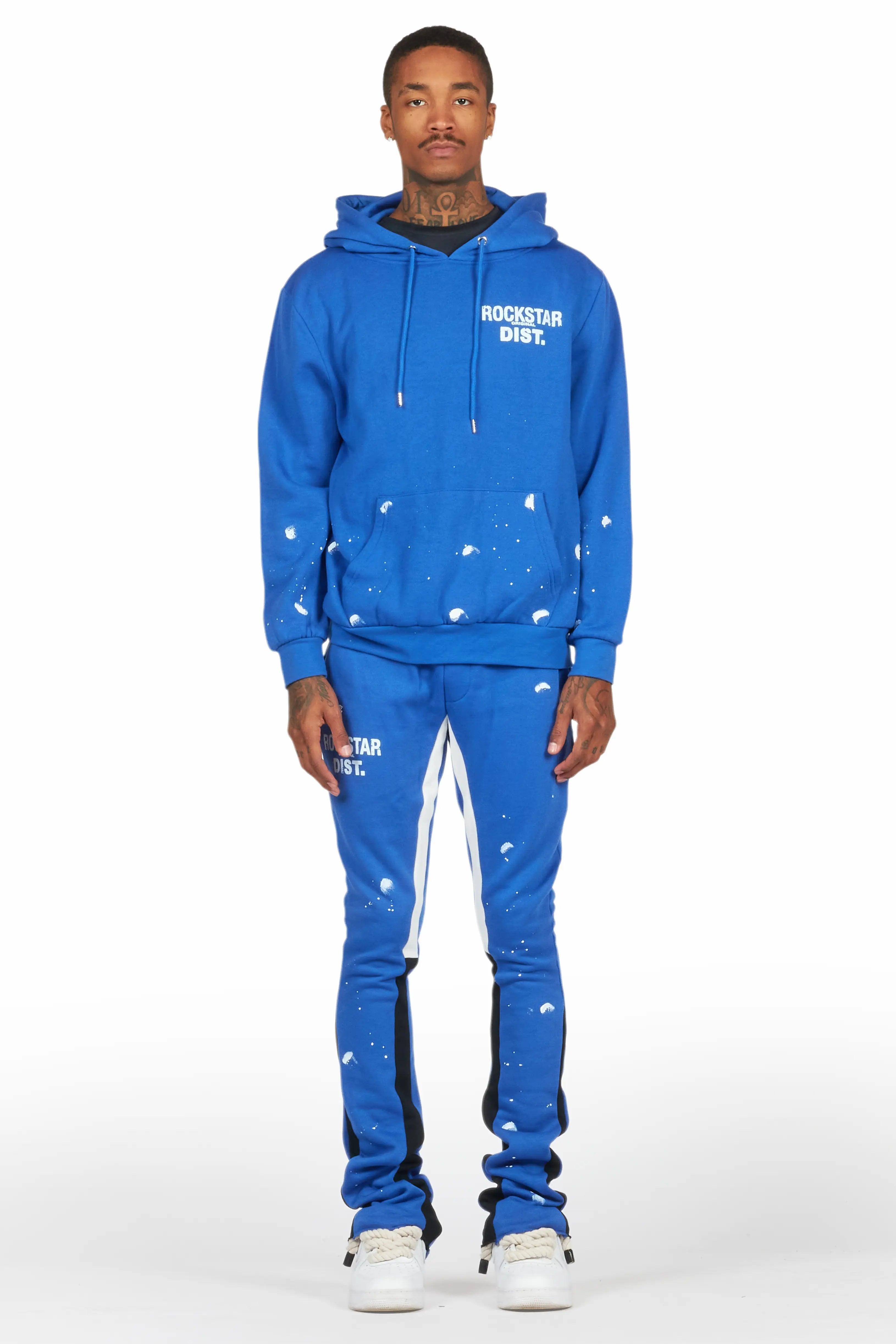 Raffer Royal Blue Hoodie/Stacked Flare Pant Set Male Product Image