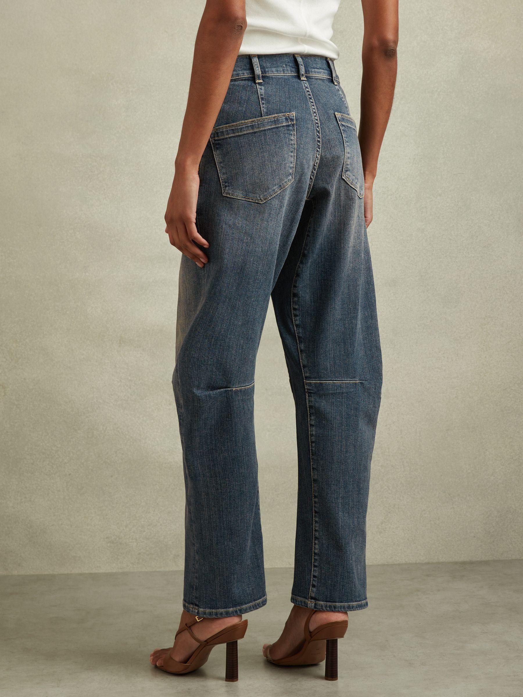 Barrel-Leg Dart Jeans in Mid Blue Product Image