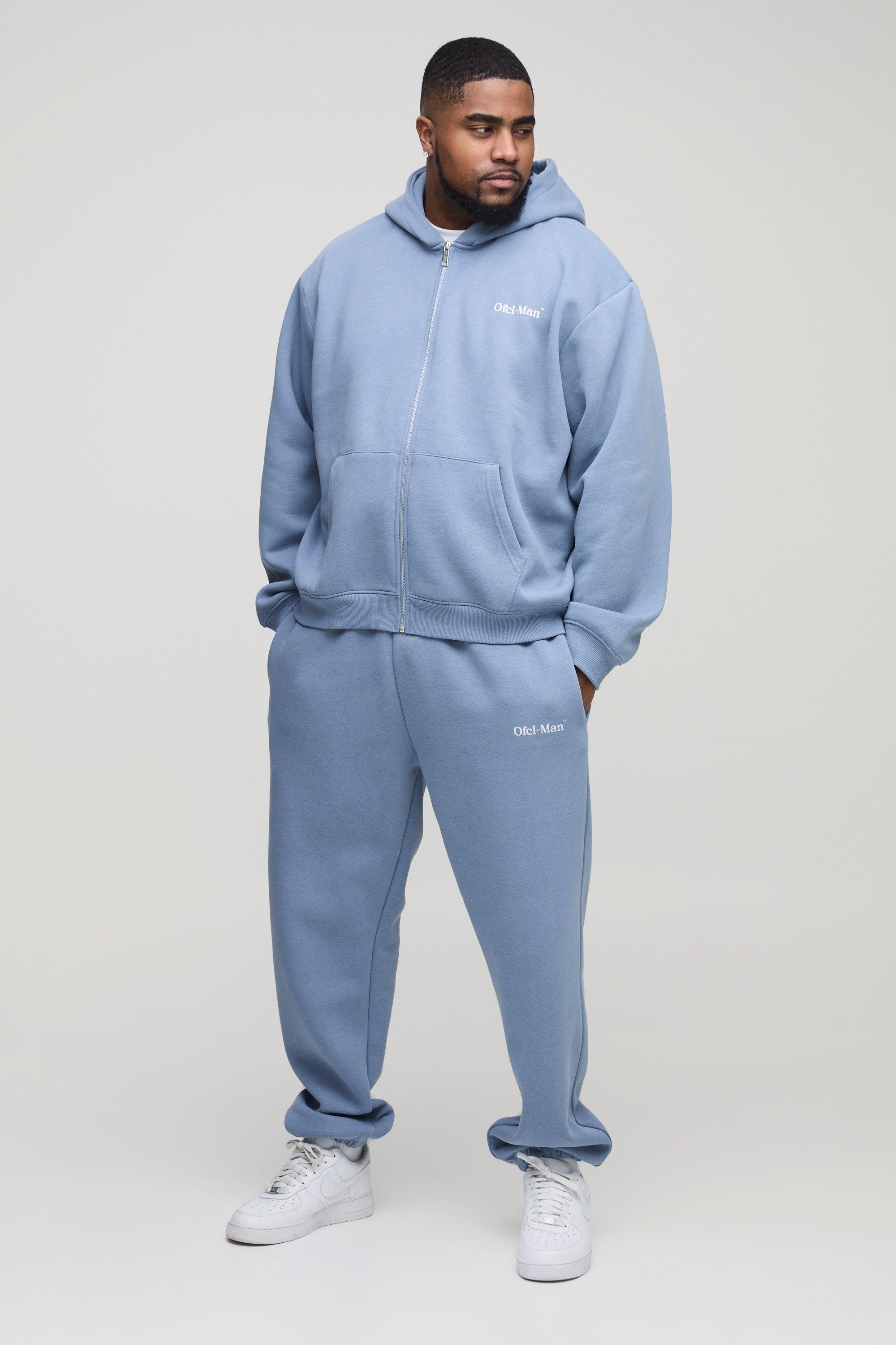 Plus Oversized Boxy Ofcl Man Zip Hooded Tracksuit | boohooMAN USA Product Image