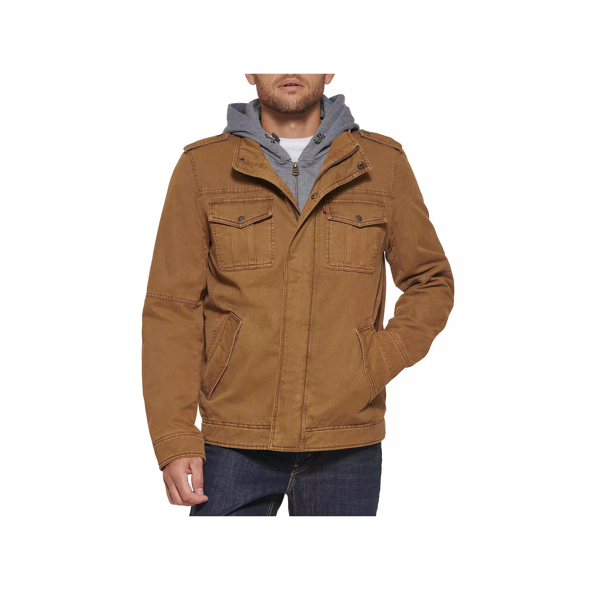 Men's Levi's® Hooded Sherpa Lined Trucker Jacket, Size: Large, Workwear Brown Product Image