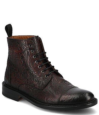 Taft Mens Rome Embossed Floral Print Leather Dress Boots Product Image