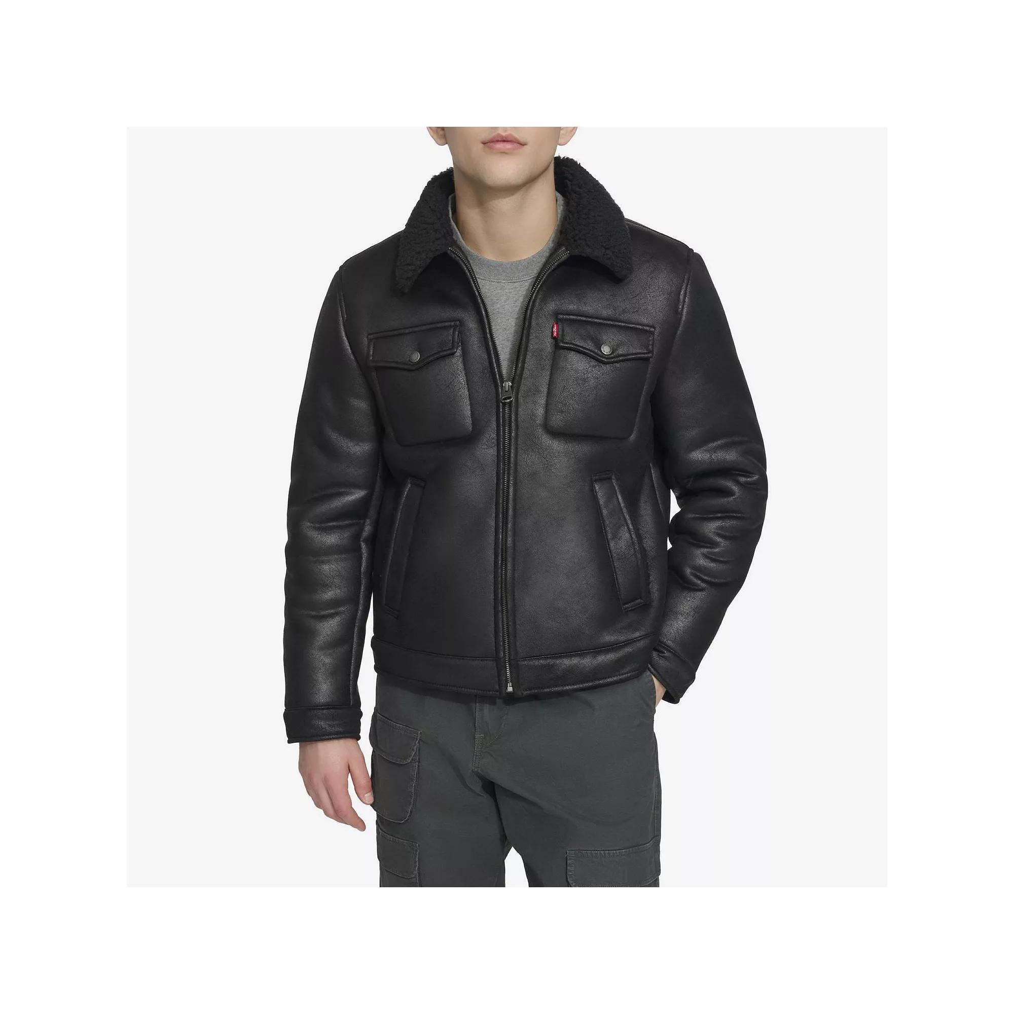 Men's Levi's® Faux Shearling Zip Trucker Jacket, Size: XXL, Black Product Image