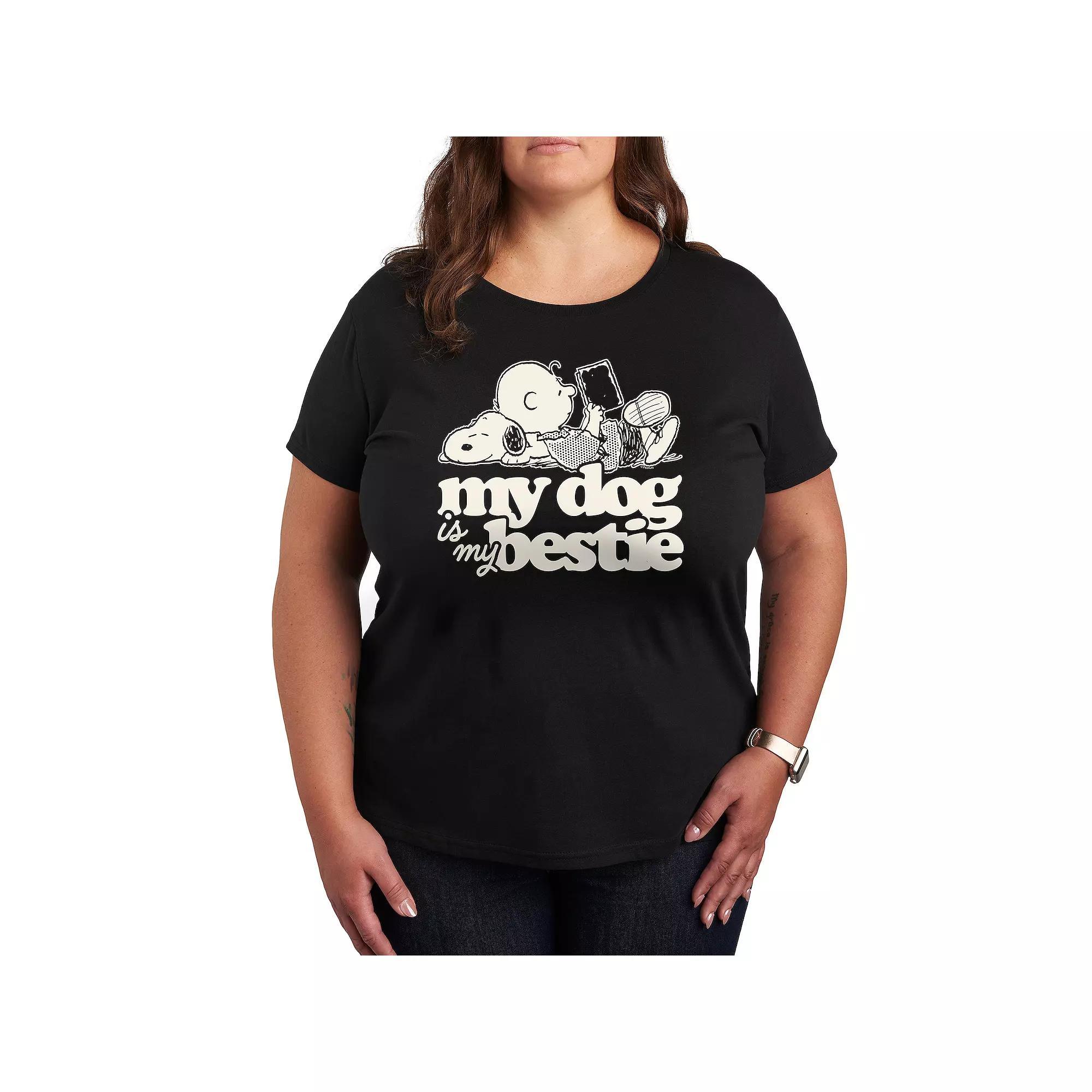 Plus Peanuts Snoopy & Charlie Brown My Dog Is My Bestie Graphic Tee, Women's,  Product Image