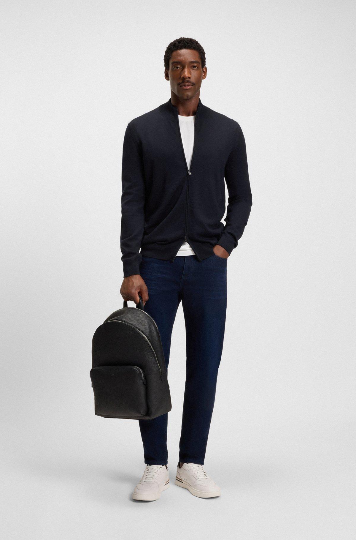 BOSS - Virgin-wool jacket in a regular fit - Dark Blue Product Image