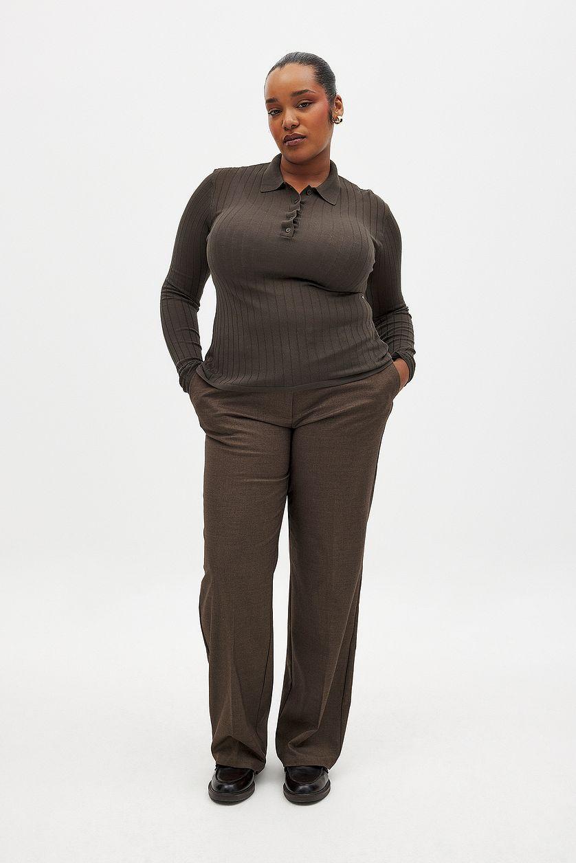 Tailored Mid Waist Trousers Grey Product Image