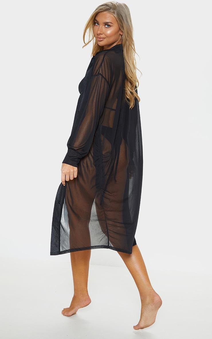 Black Oversized Beach Shirt Dress Product Image