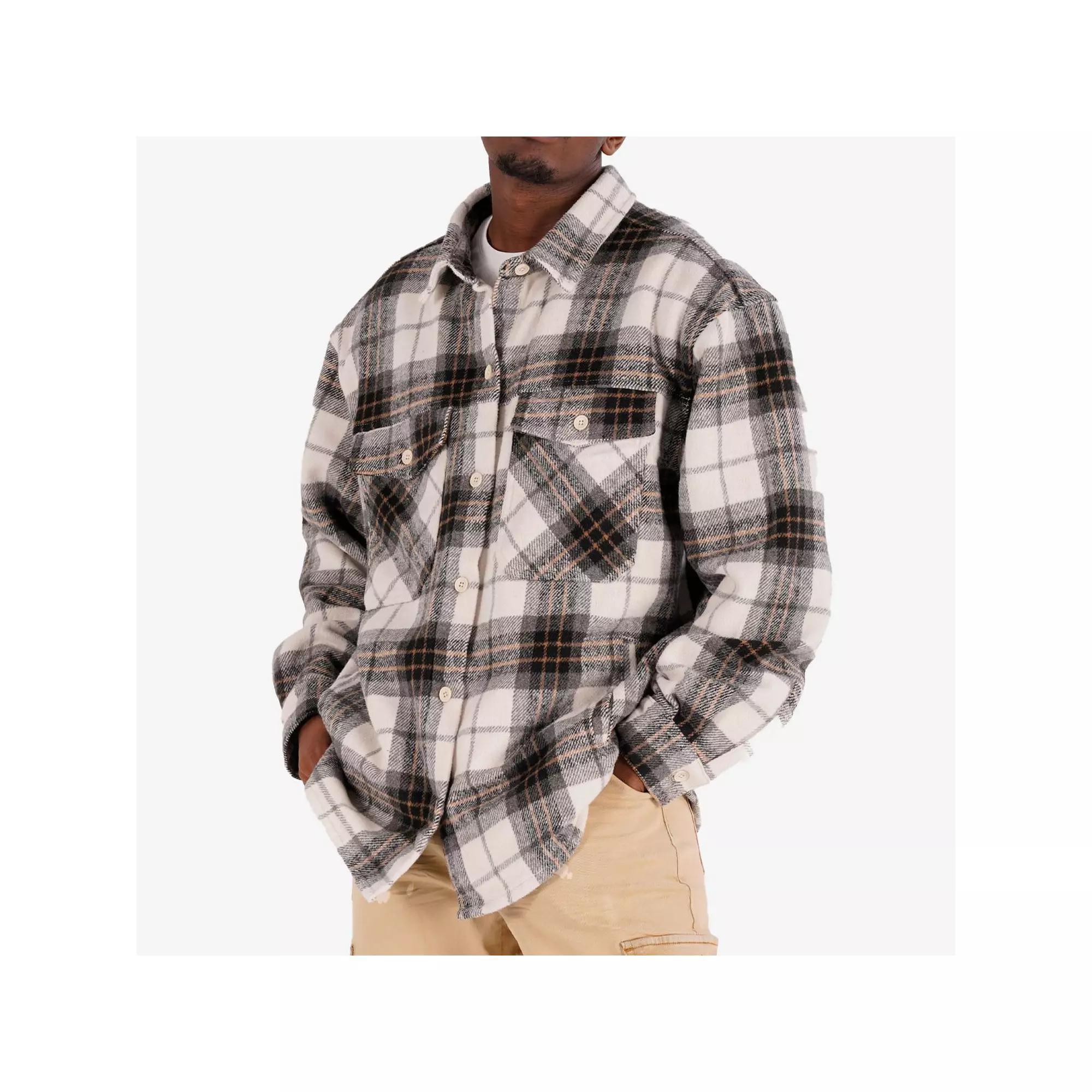 Men's Caliber Denim Co. Lumber Jack Plaid Flannel Shacket, Size: Large, Gray Plaid Product Image