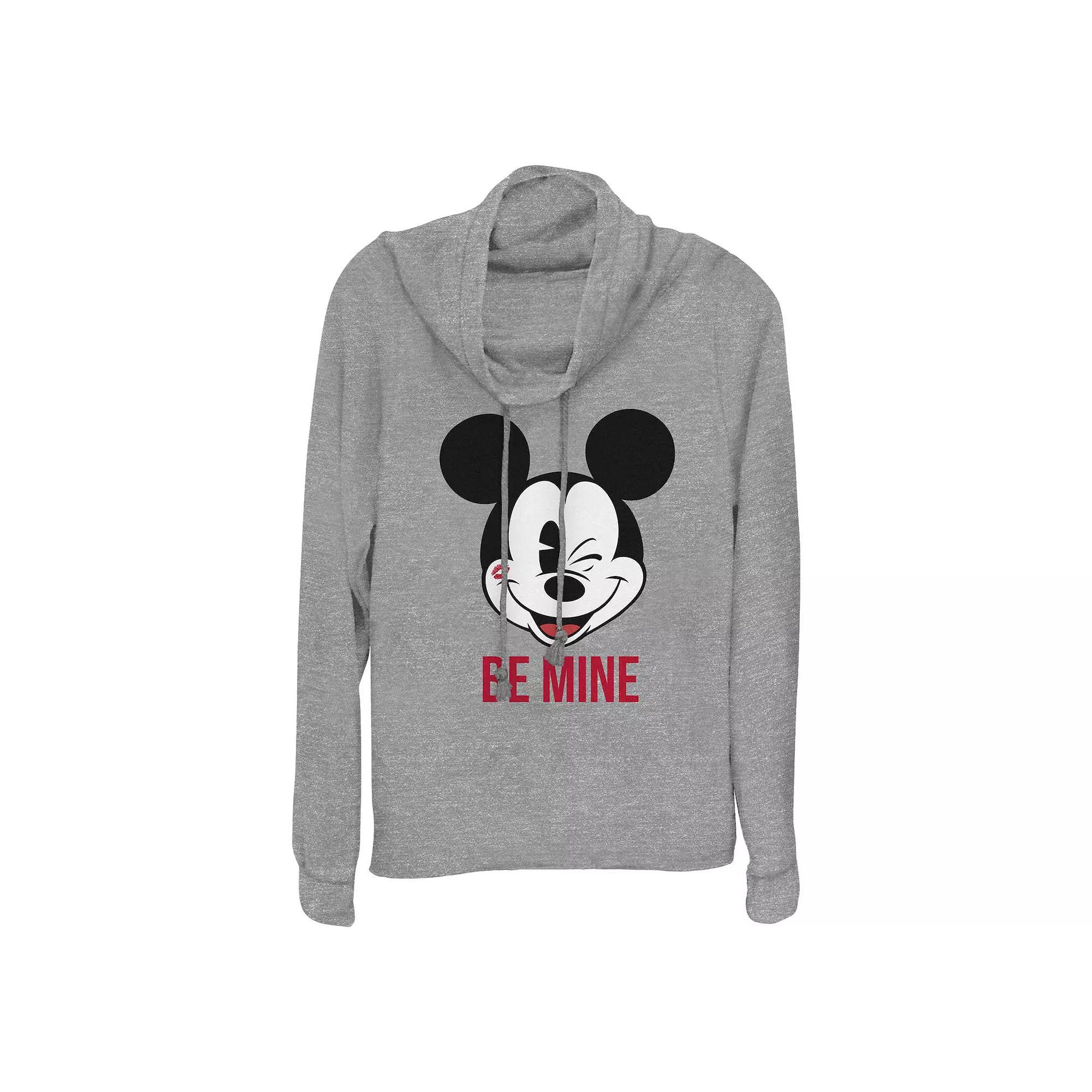 Disney's Mickey Mouse Be Mine Women's Cowlneck Graphic Lightweight Long Sleeve,  Product Image