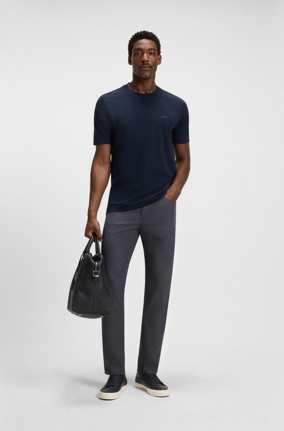 Delaware slim-fit trousers in patterned stretch cotton Product Image