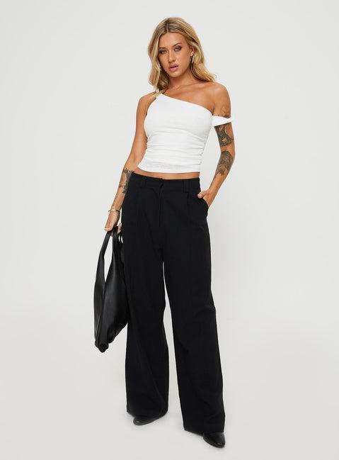 Messenger One Shoulder Top White Product Image