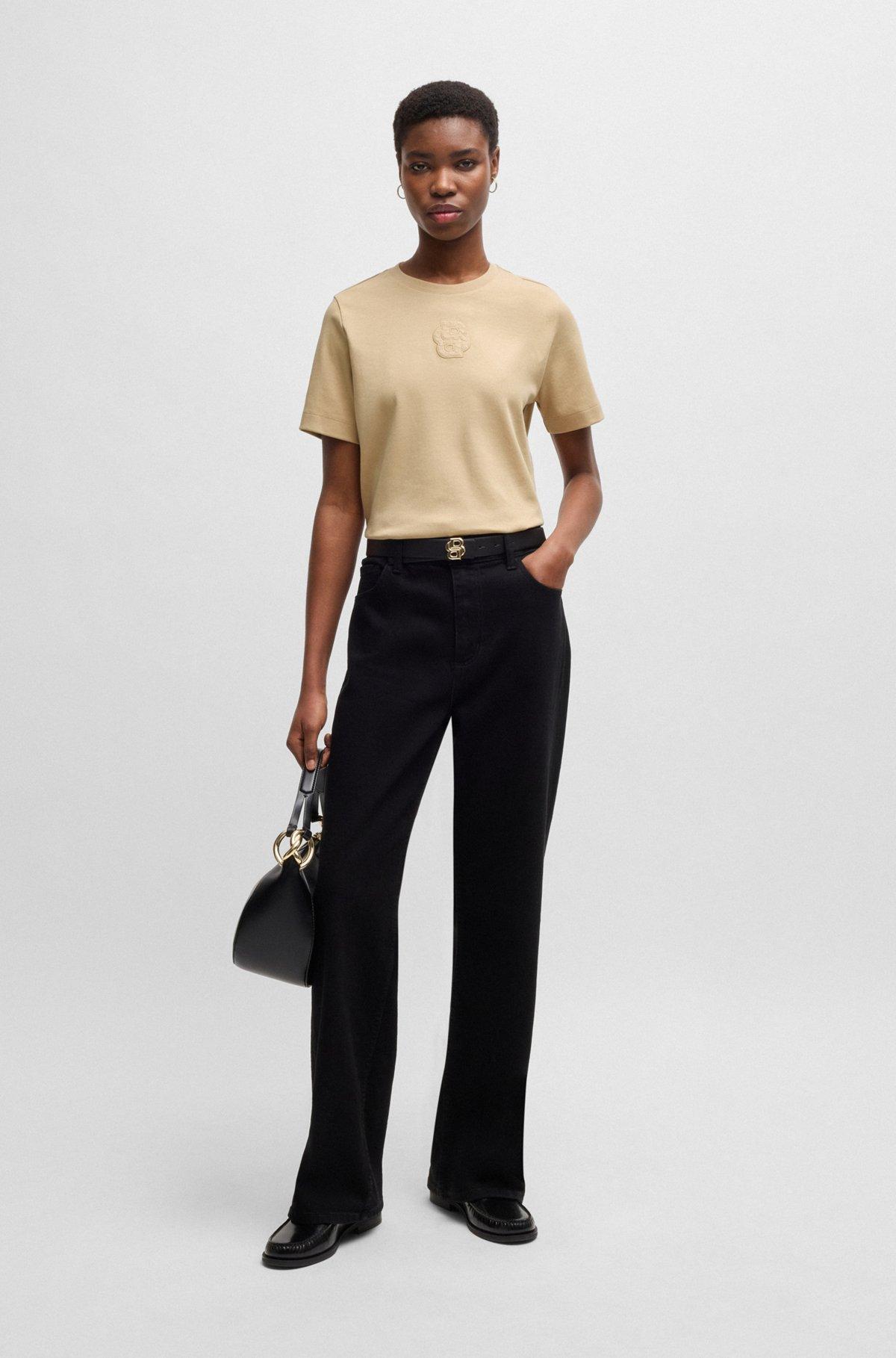 BOSS - Interlock-cotton T-shirt with Double B monogram - White Product Image