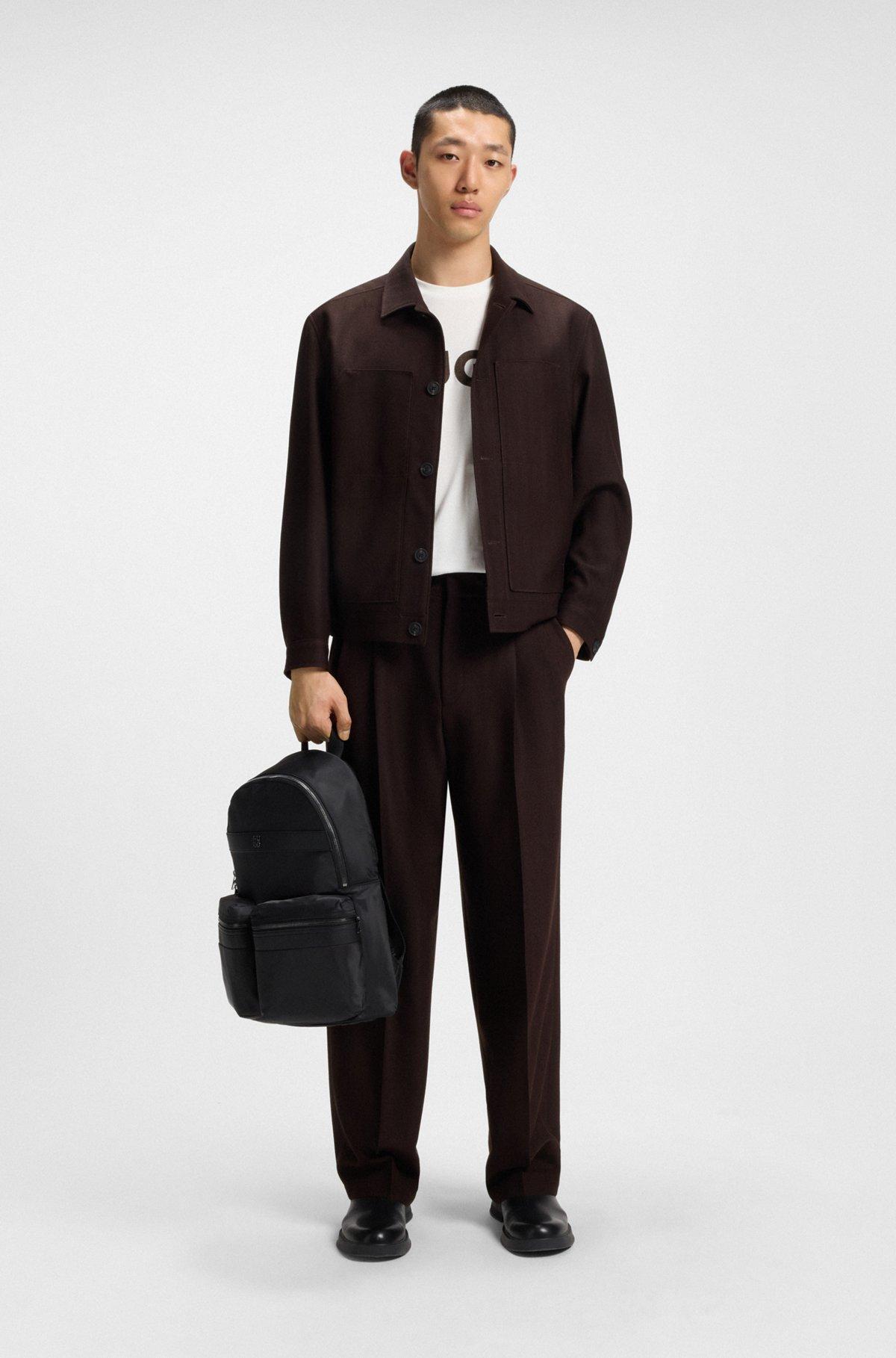 HUGO - Cotton-jersey T-shirt with herringbone logo - White Product Image