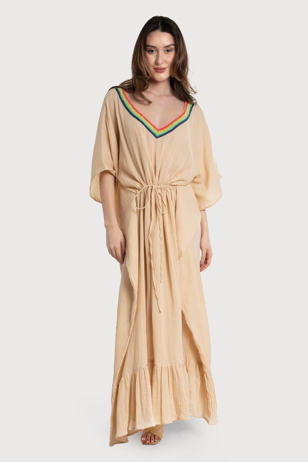 Crochet Rainbow Kaftan Maxi Product Image